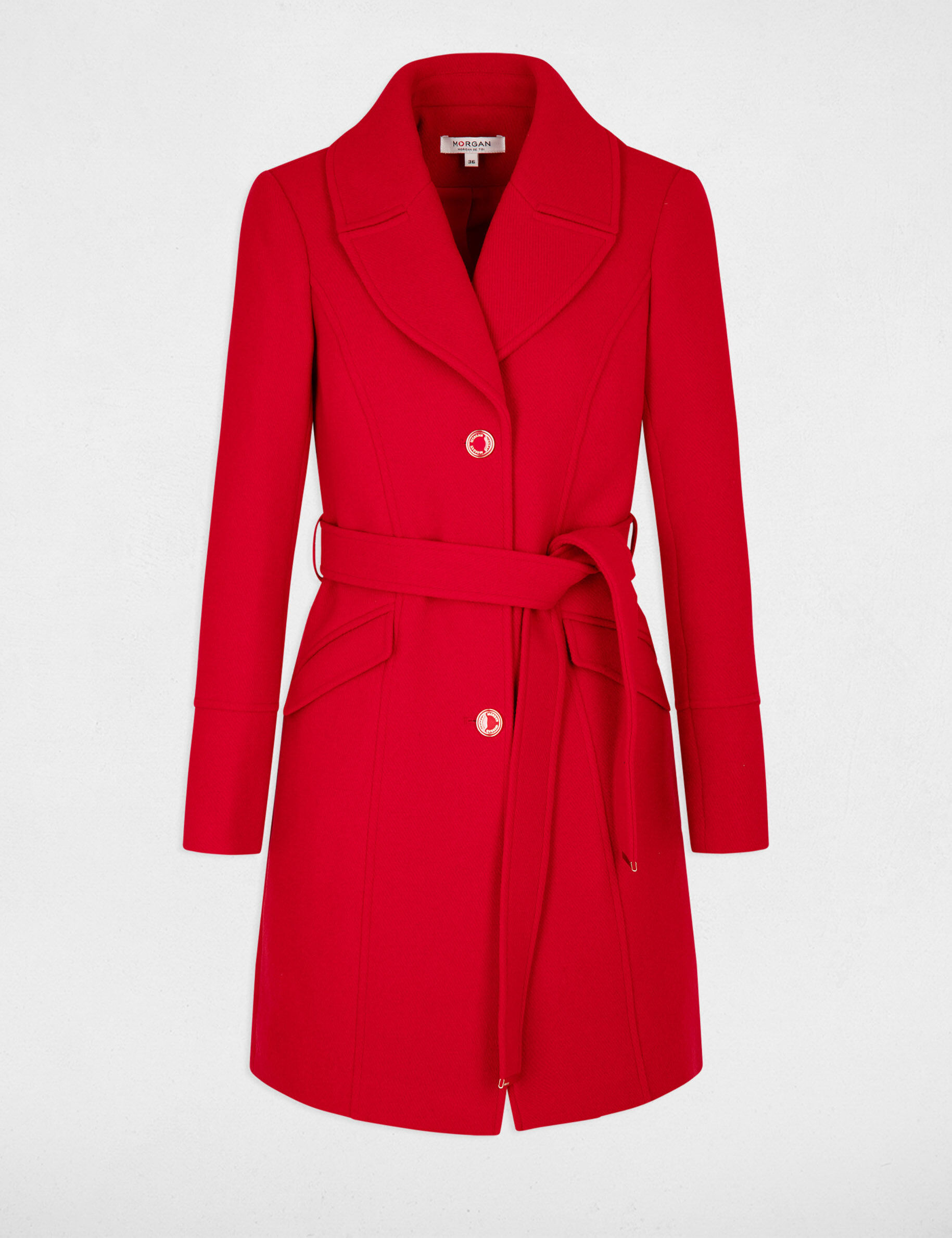 Long manteau rouge femme best sale