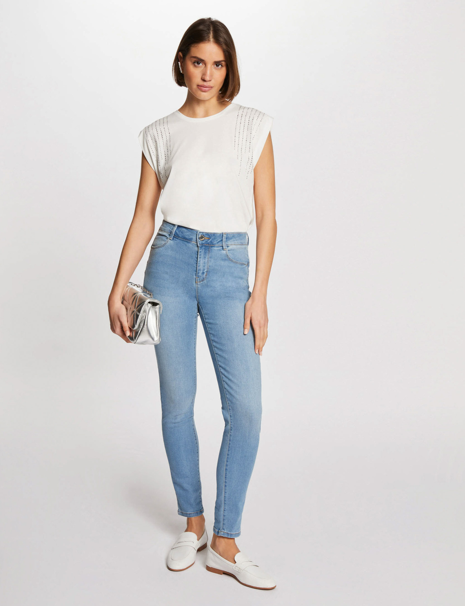 Slim Jeans in Standardgrösse gebleichtes denim damen