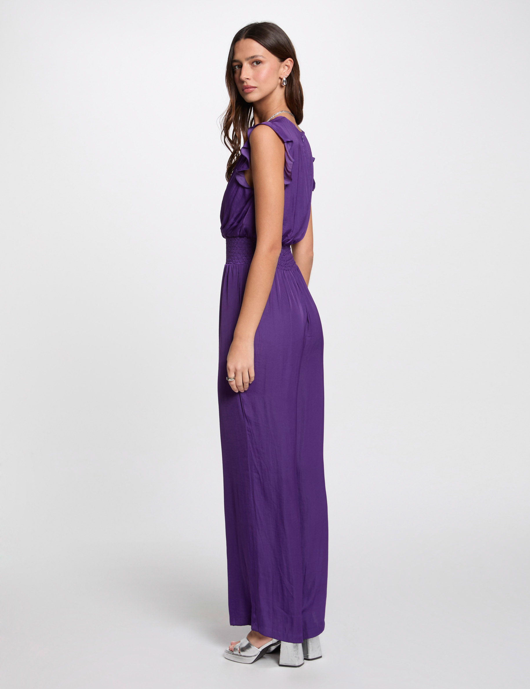 Combinaison longue fluide violet femme