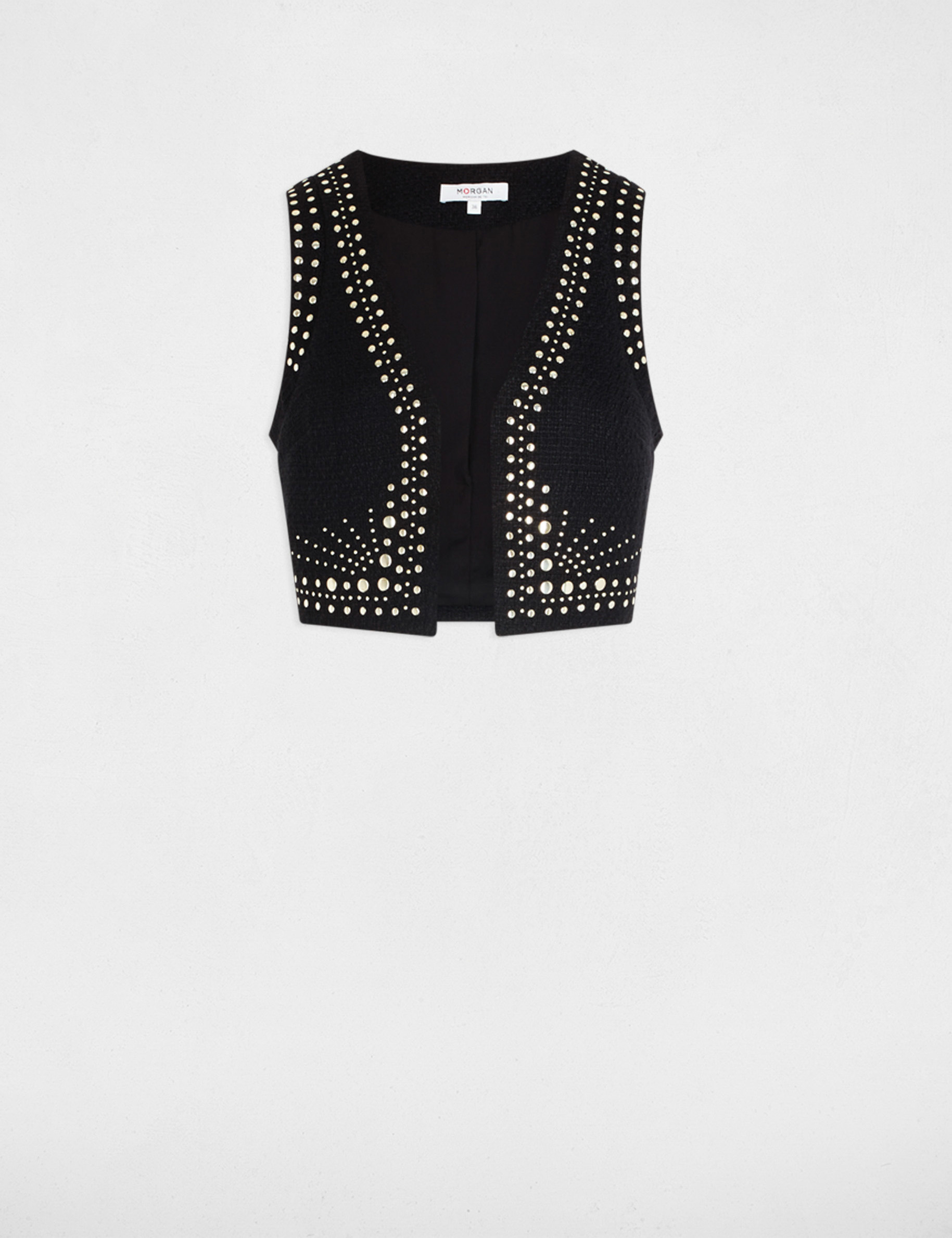 Gilet sans manches clous noir femme