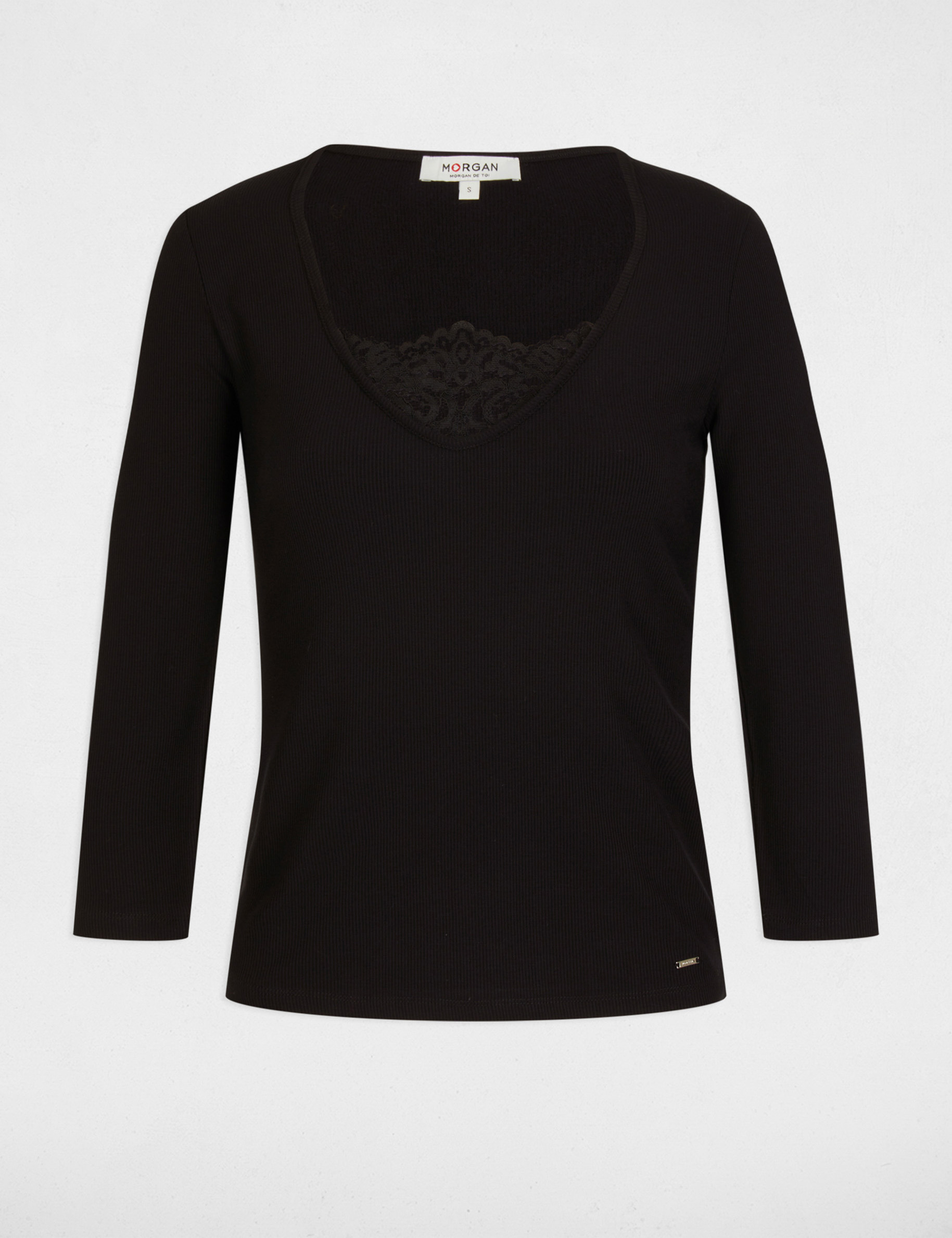 3/4-Ärmel Shirt schwarz damen