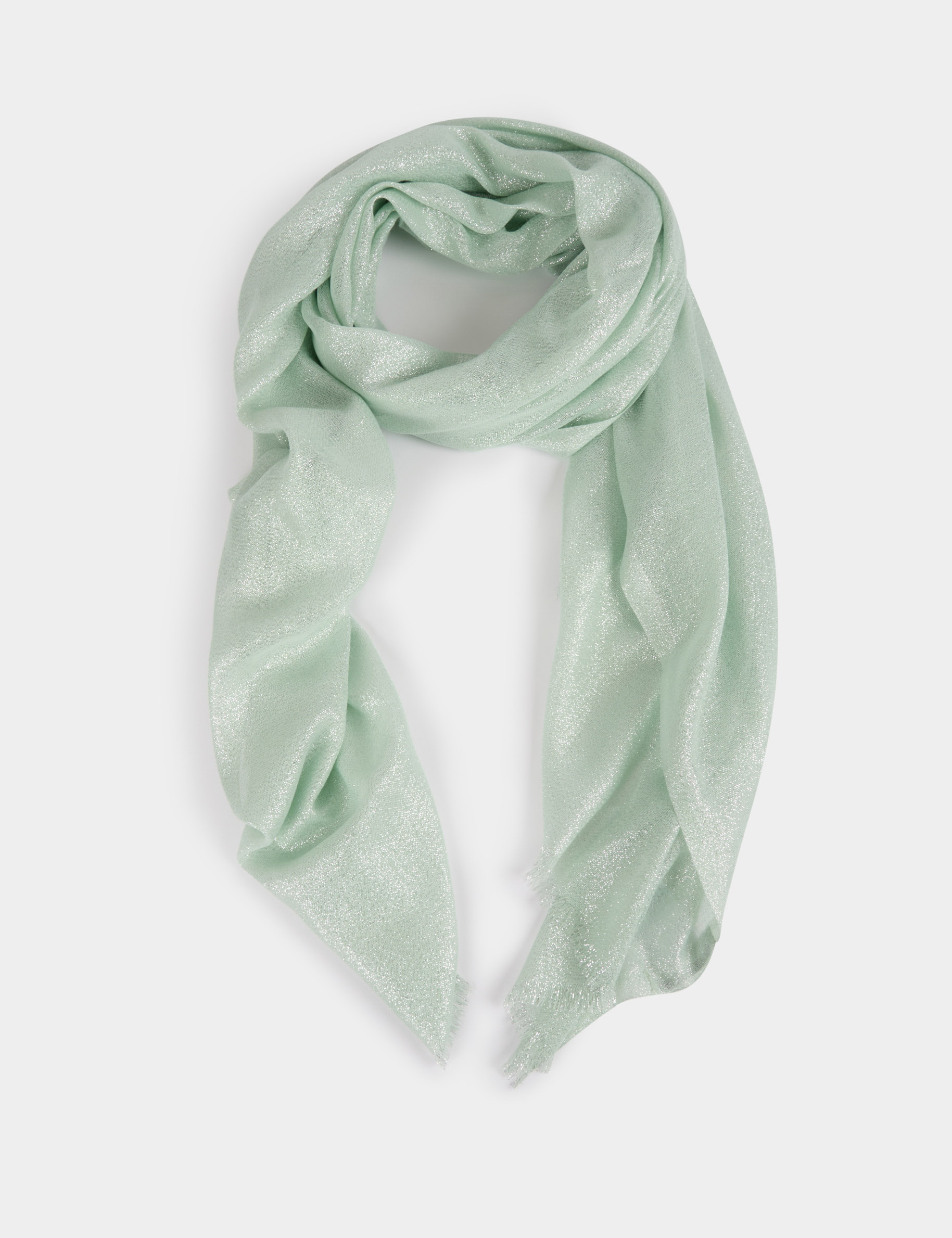 Foulard fils métallisés vert clair femme