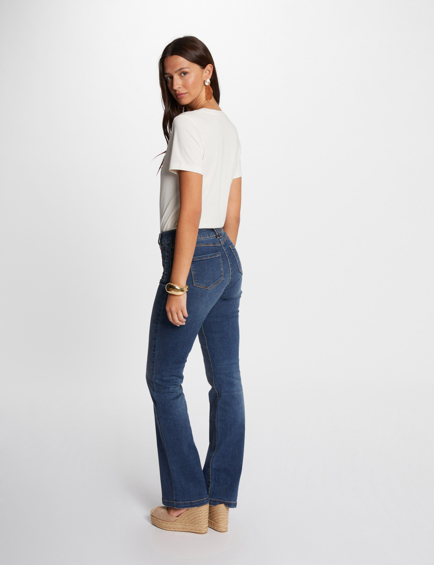 Flare Jeans mit Steg stone denim damen