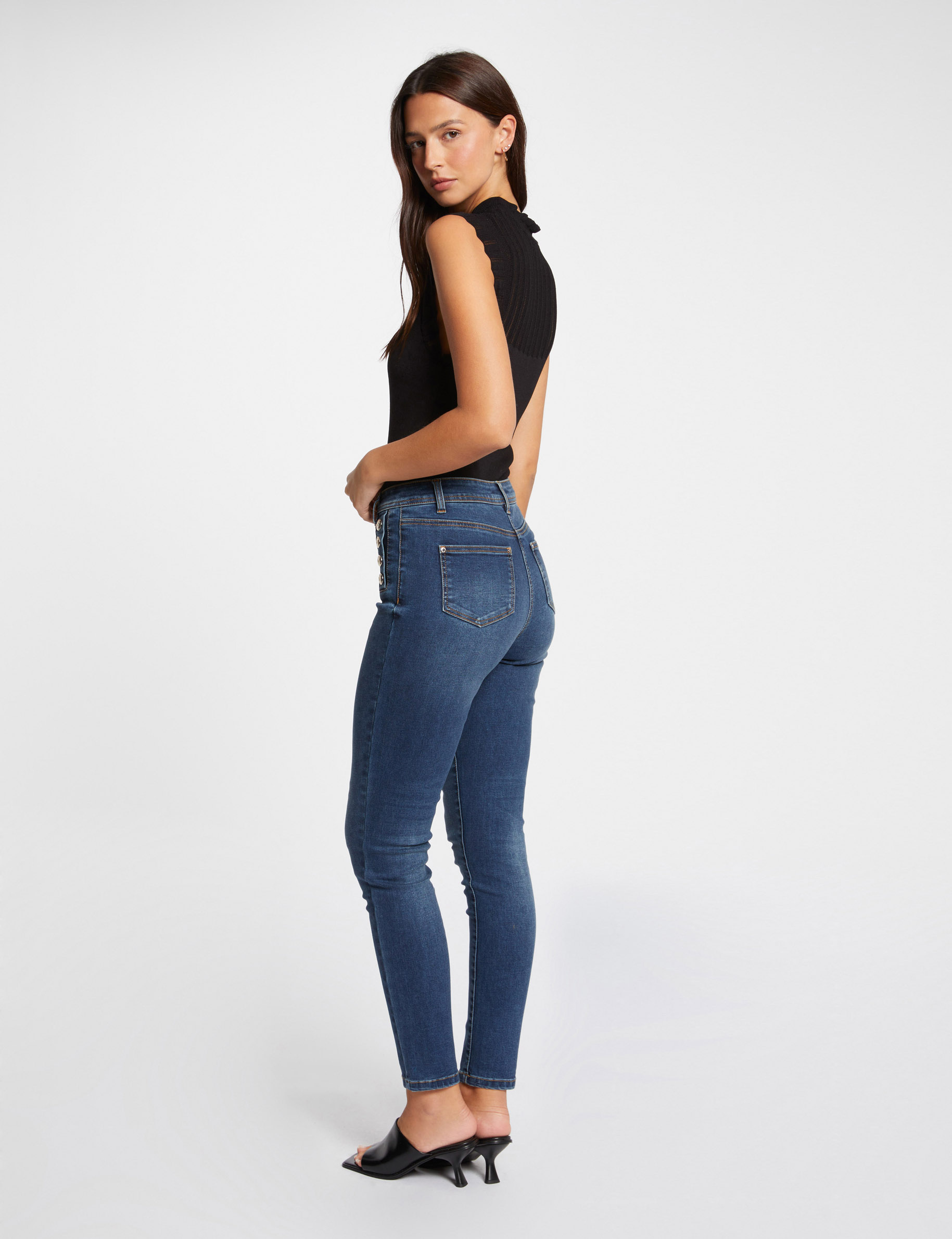 Slim-Jeans mit Knöpfen stone denim damen