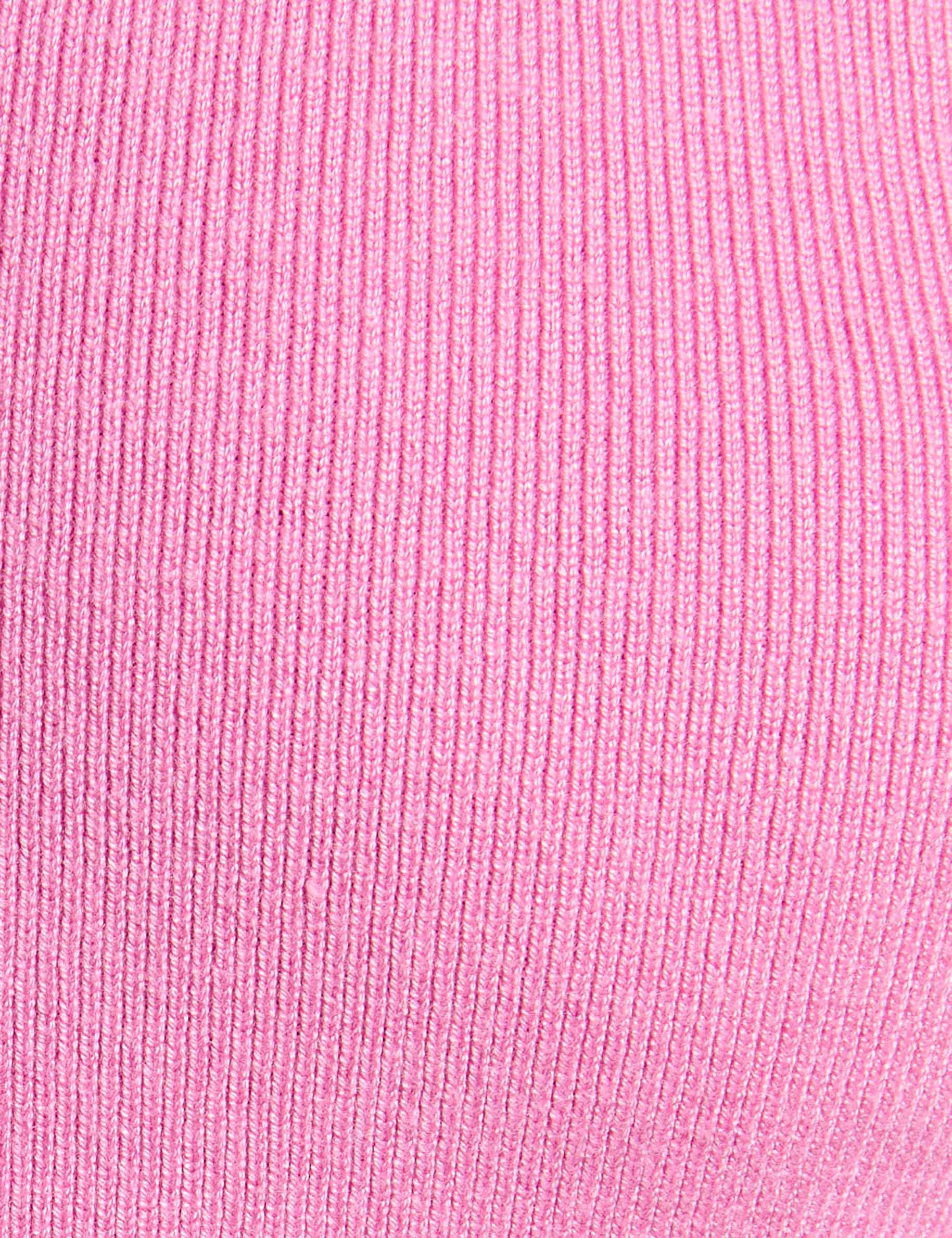 Pull col rond manches longues rose femme