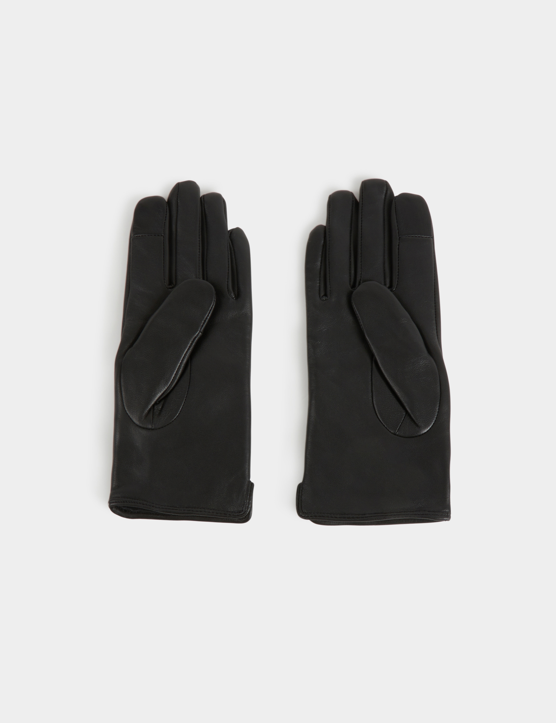 Gants en cuir matelassés noir femme