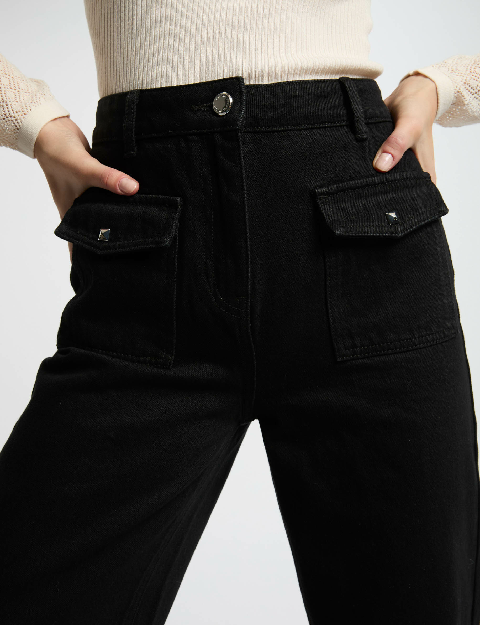 Jeans large noir femme