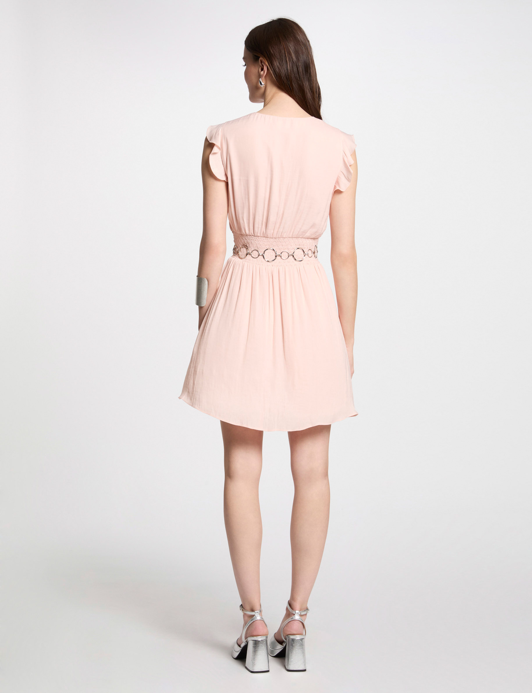 Robe courte fluide rose clair femme