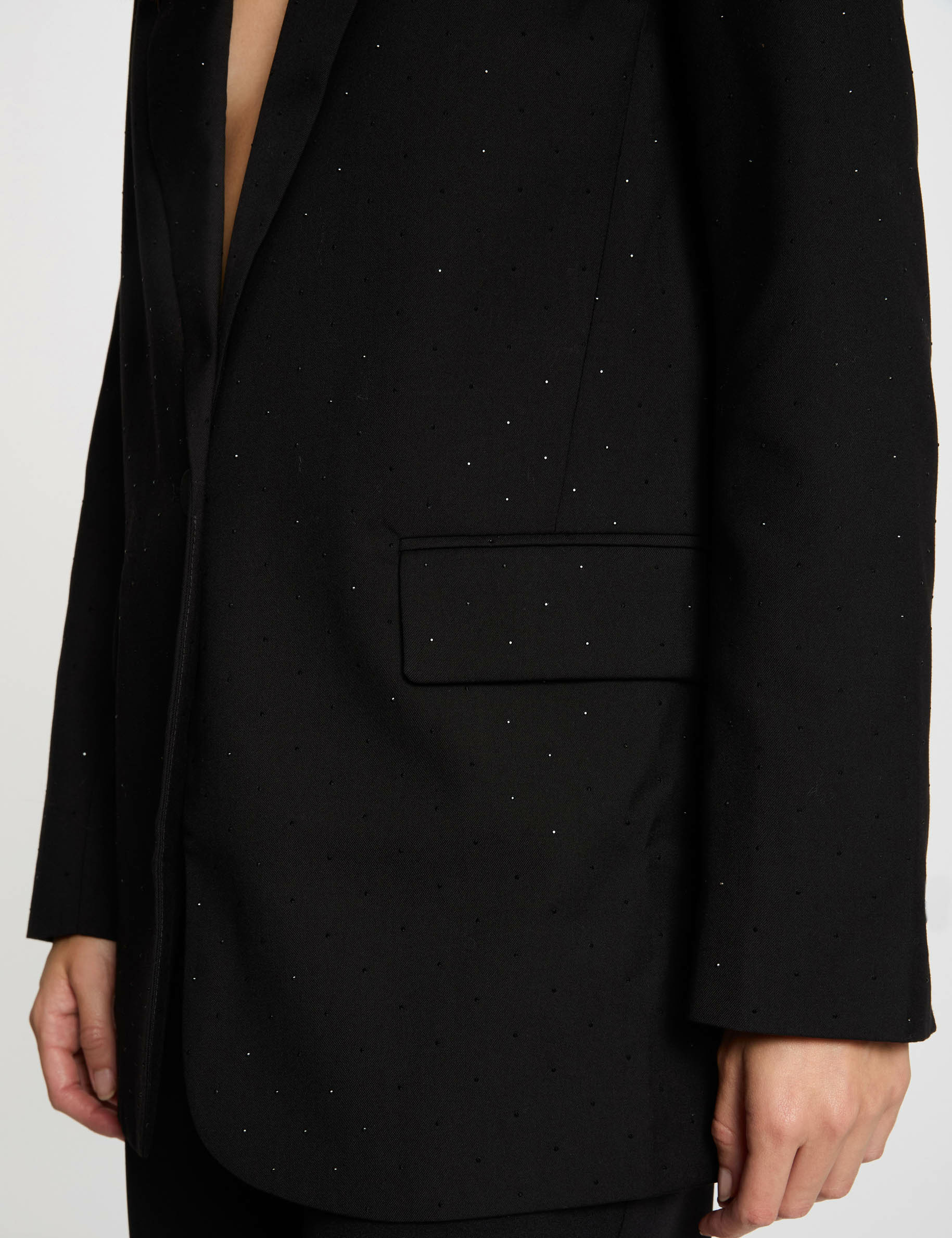 Blazer long à sequins noir femme