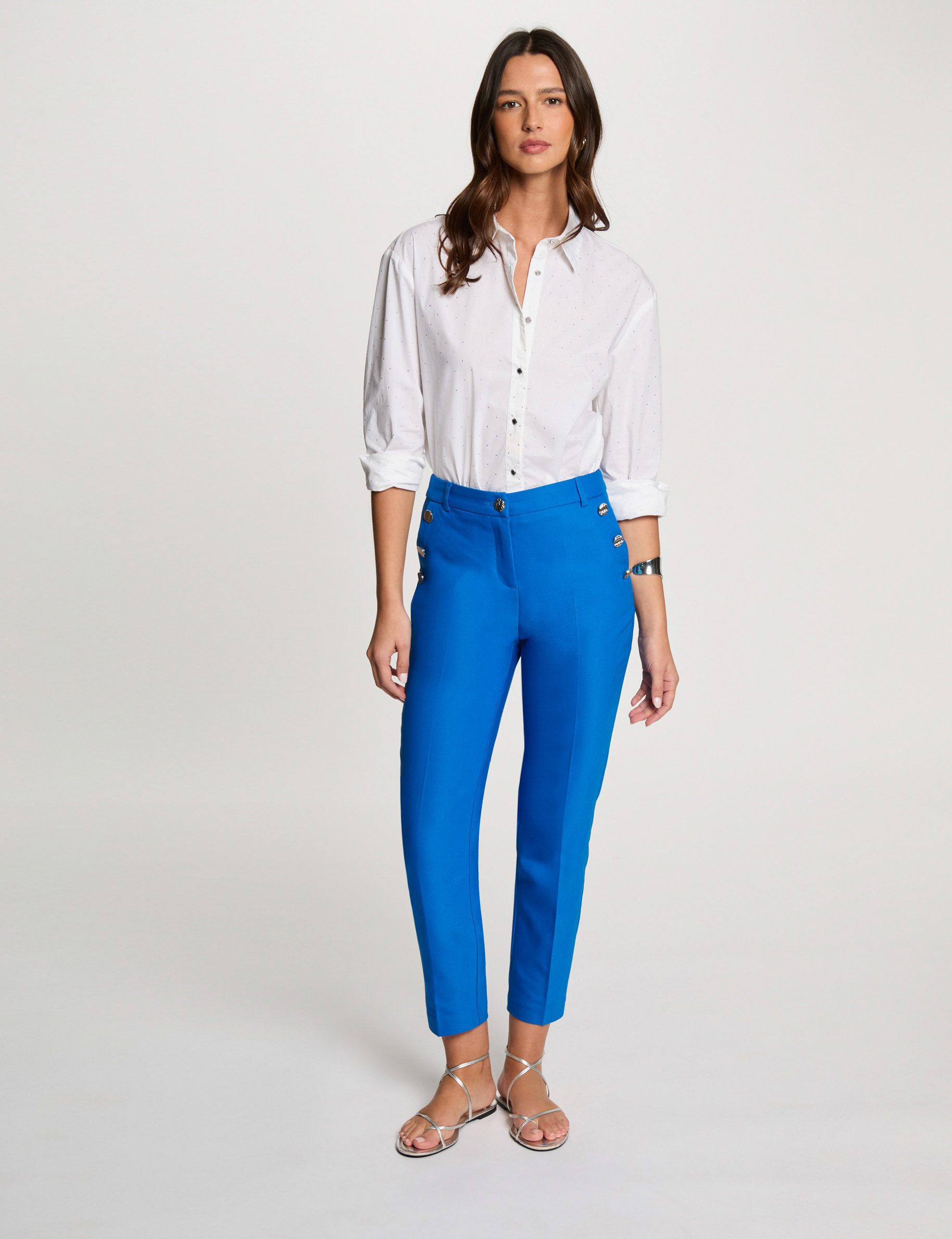 Pantalon cigarette 7/8ème bleu electrique femme