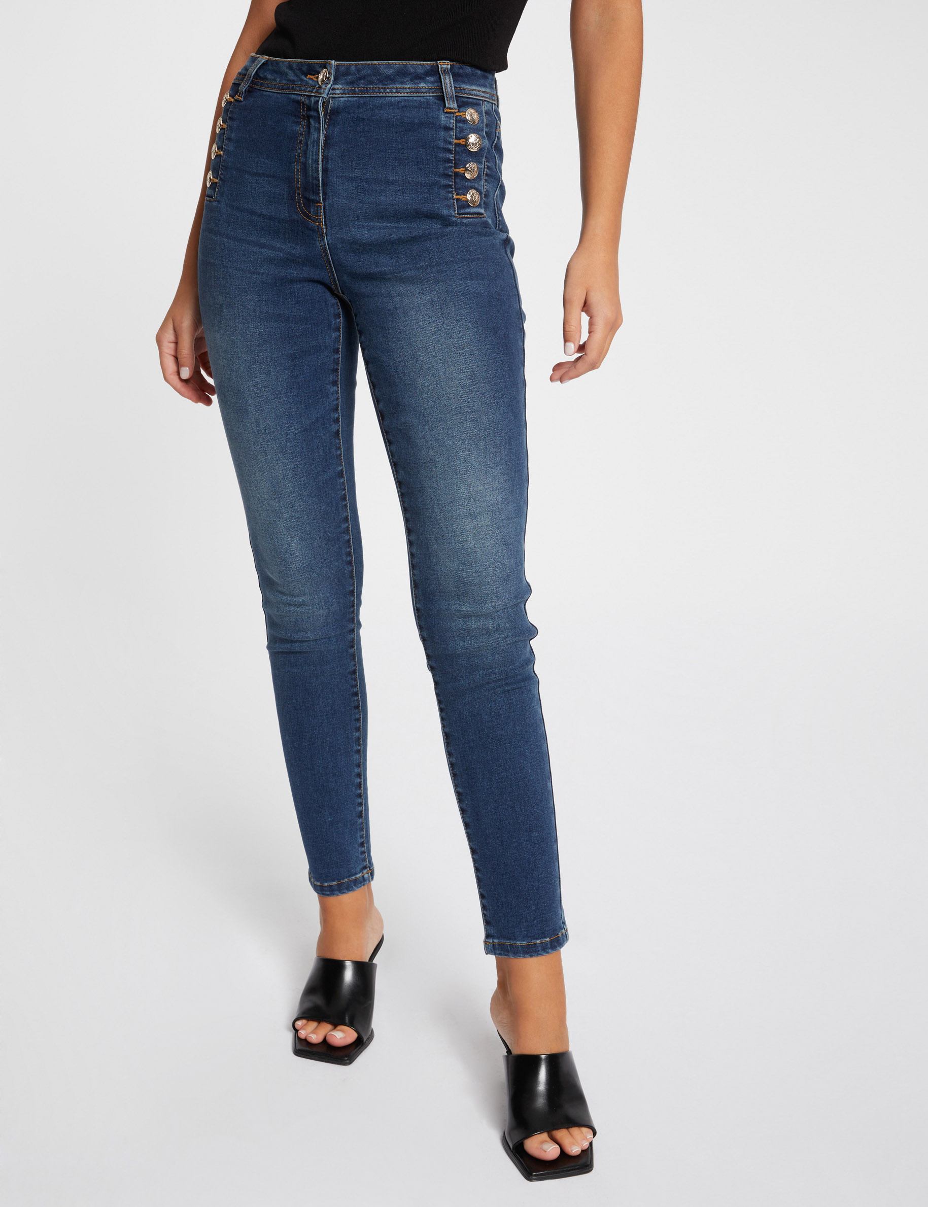 Slim-Jeans mit Knöpfen stone denim damen