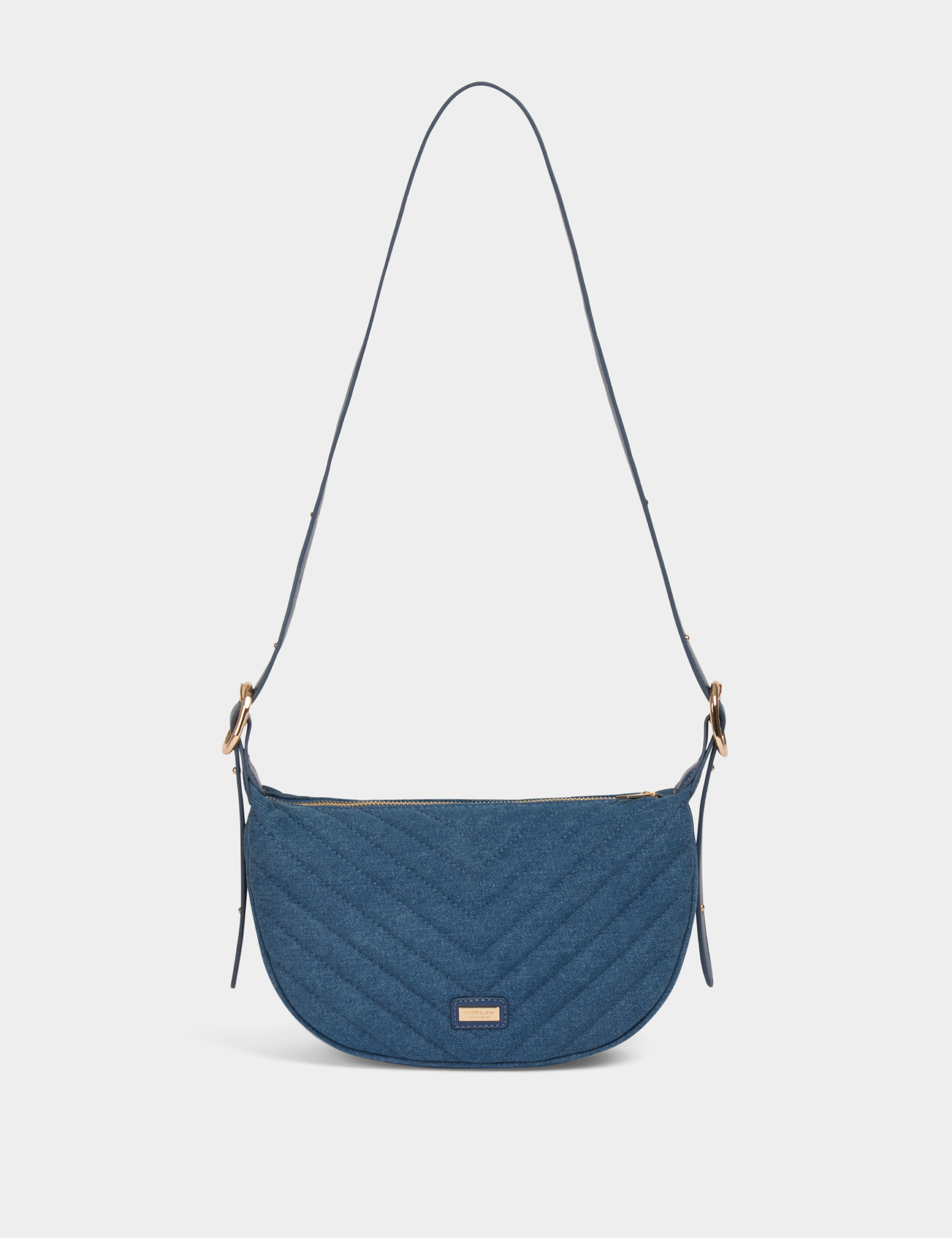 Halbmondförmige gesteppte Tasche stone denim damen