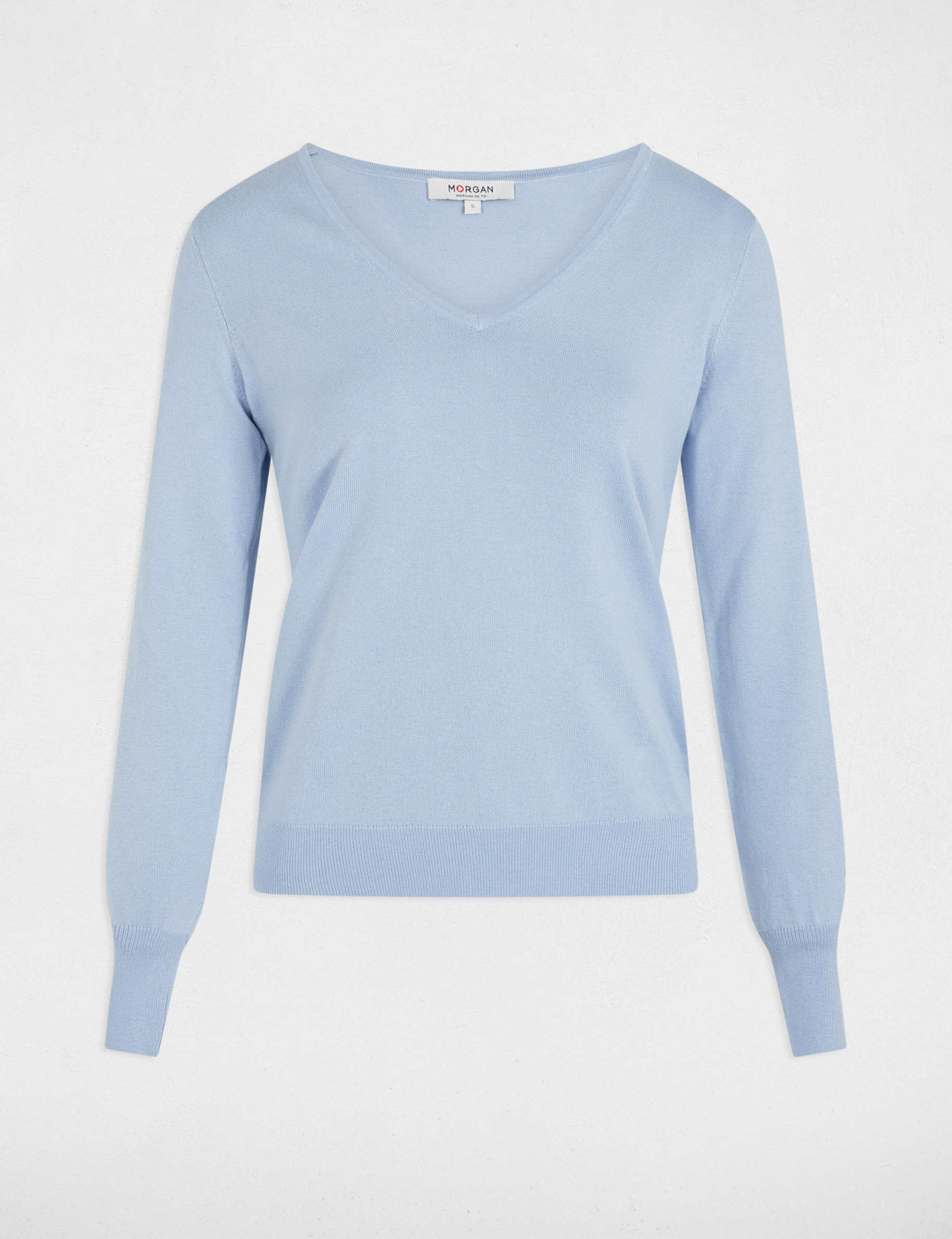 Pullover mit V-Ausschnitt himmelblau damen