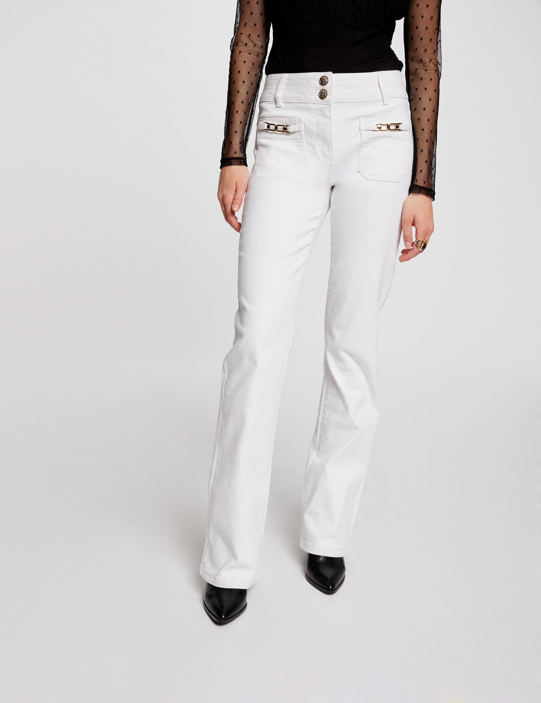 Bootcut Jeans mit Verzierungen elfenbein damen