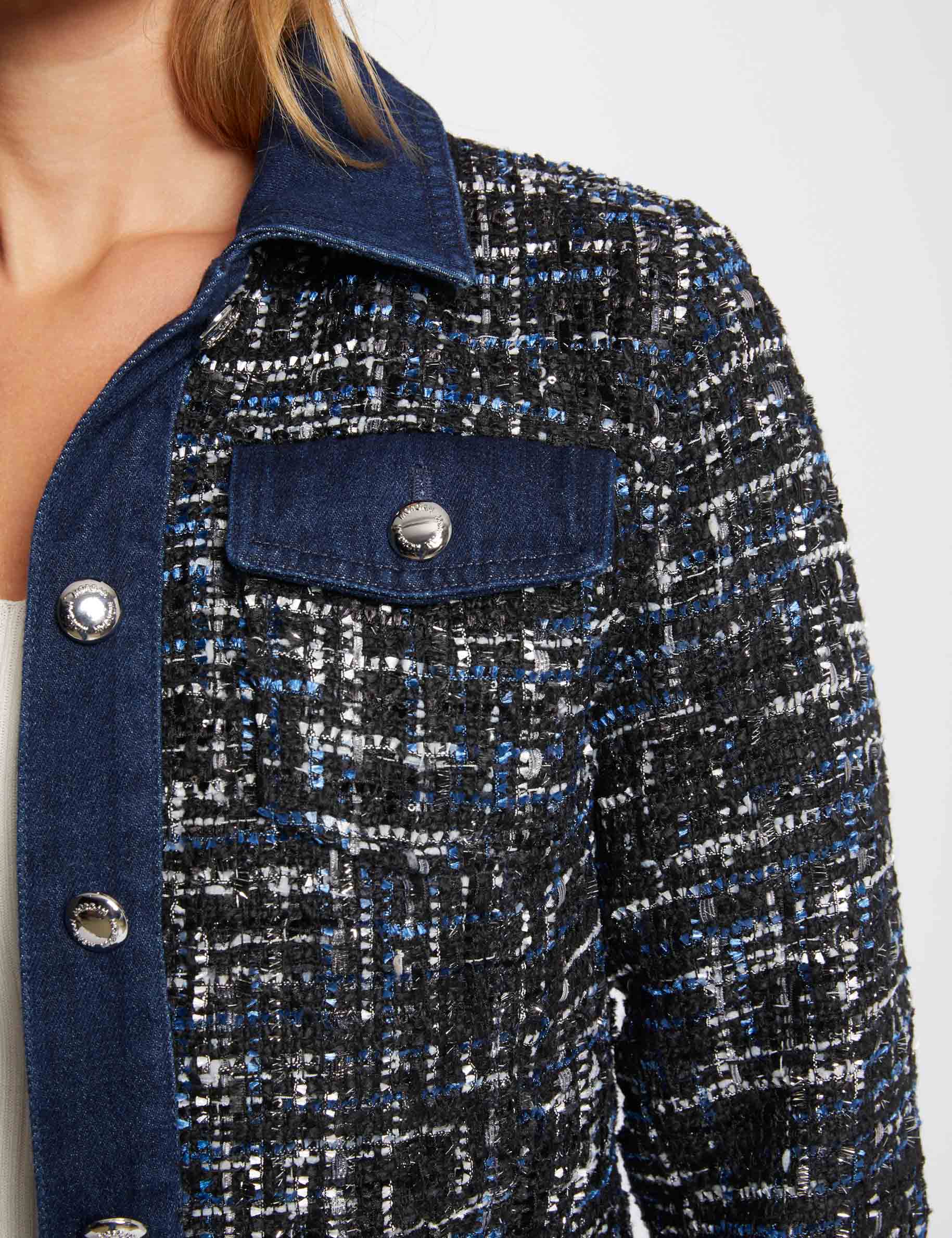 Veste tweed détails en jean multico femme