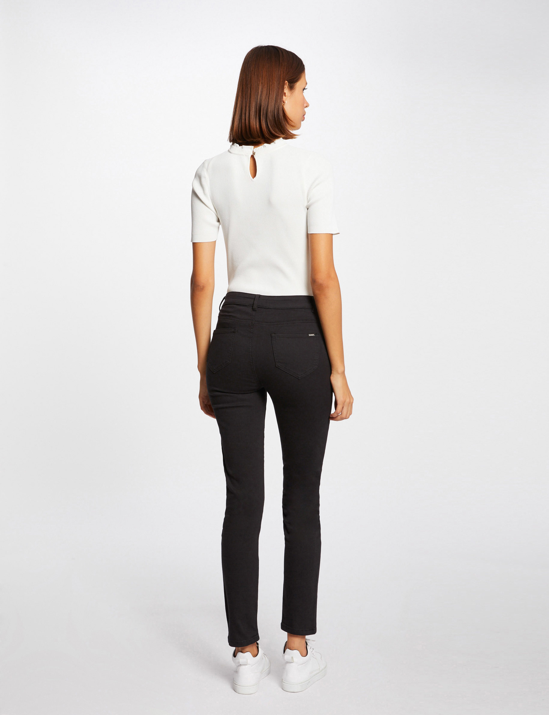 Slim-Hose mit normaler Taille schwarz damen