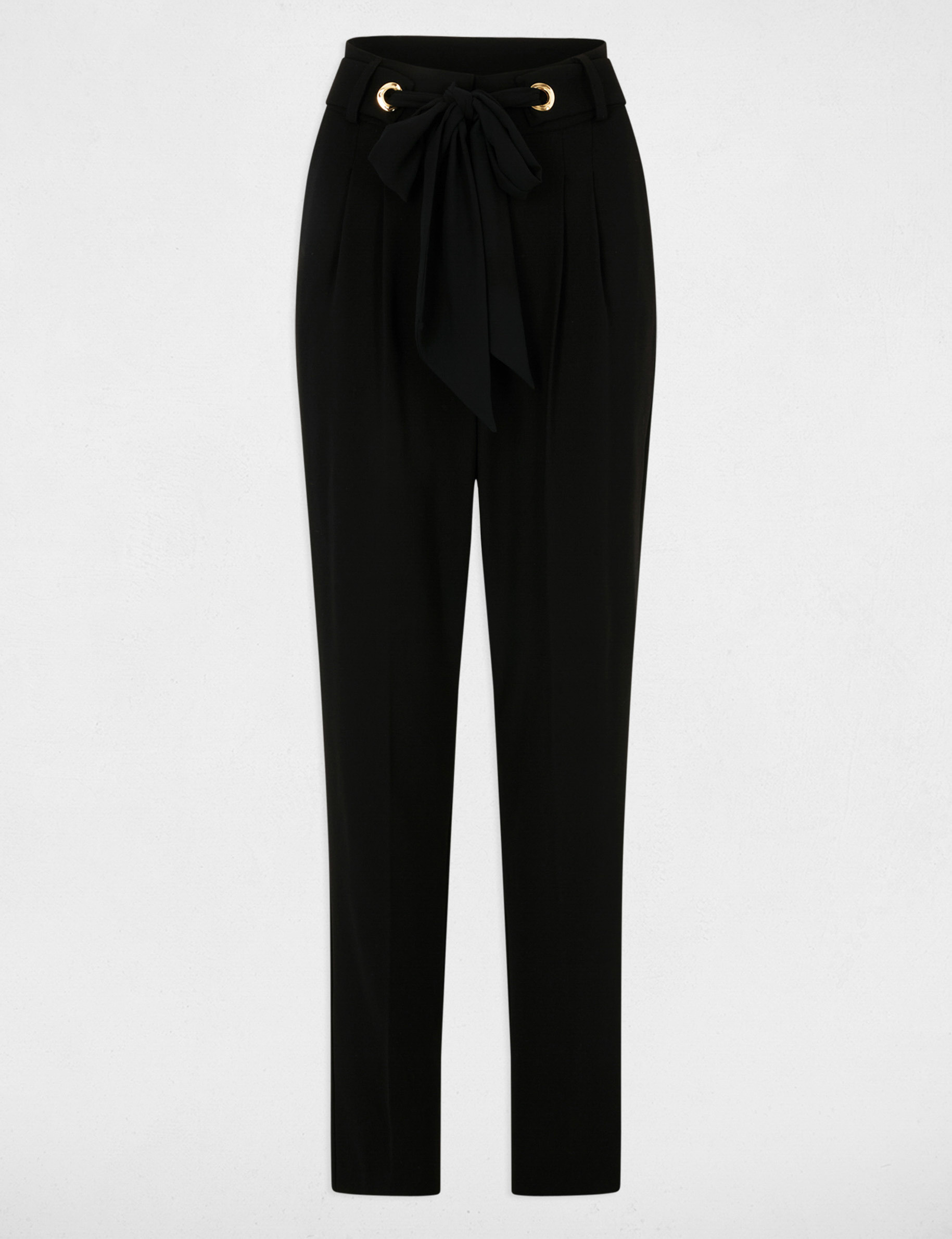 Pantalon carotte à pinces noir femme