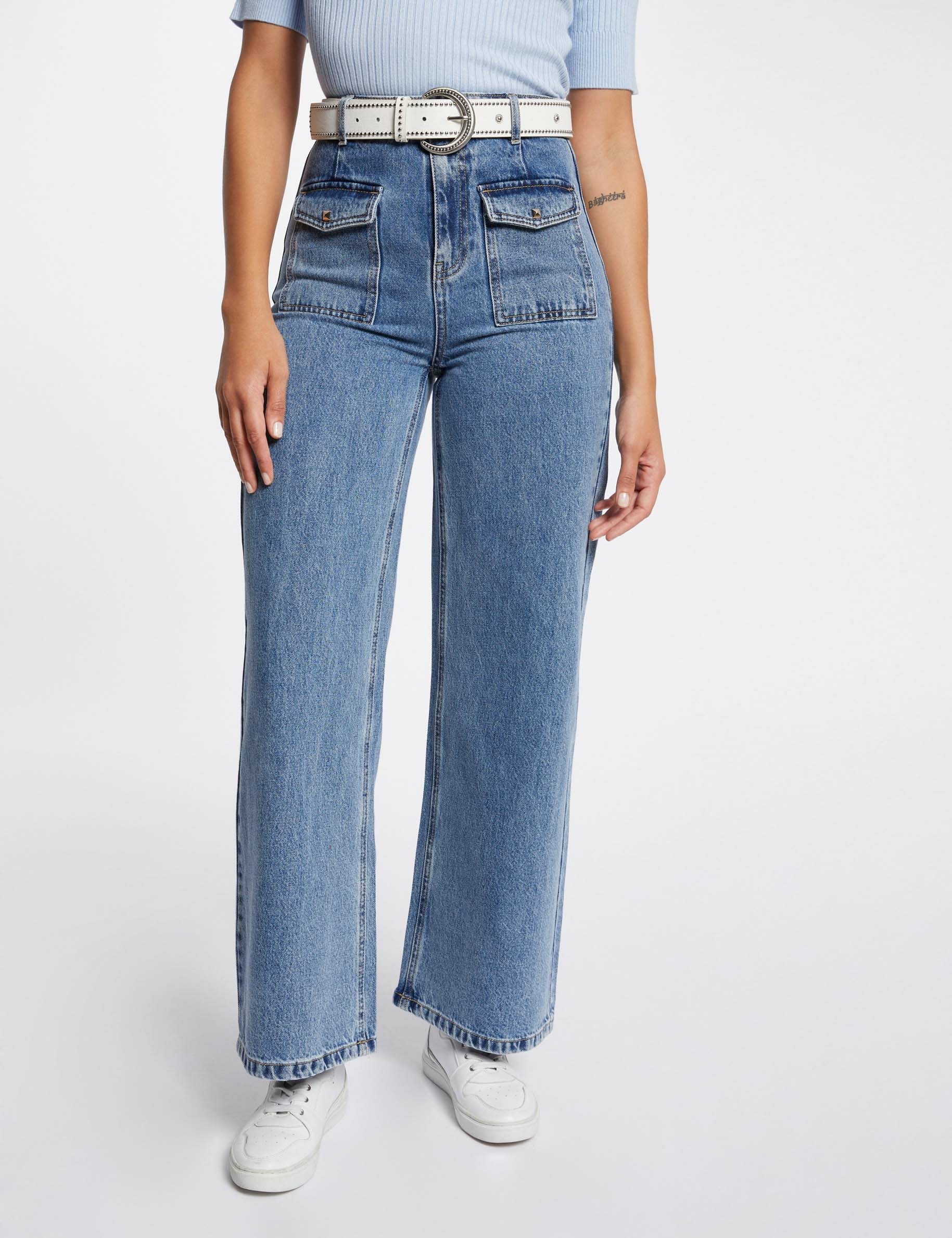 High-Waist Wide-Leg Jeans double stone denim damen