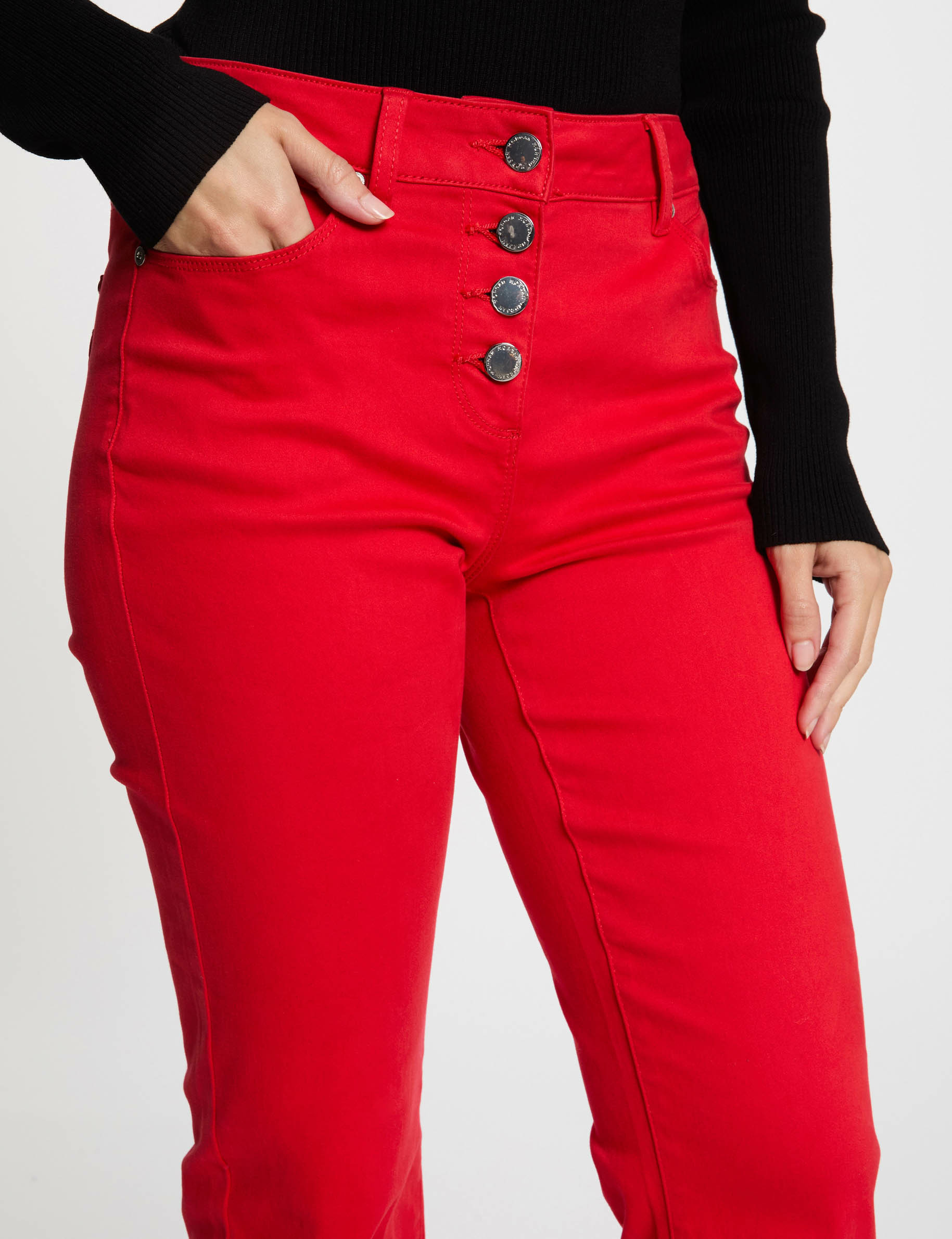 Bootcut-Hose mit Knopfverschluss rot damen