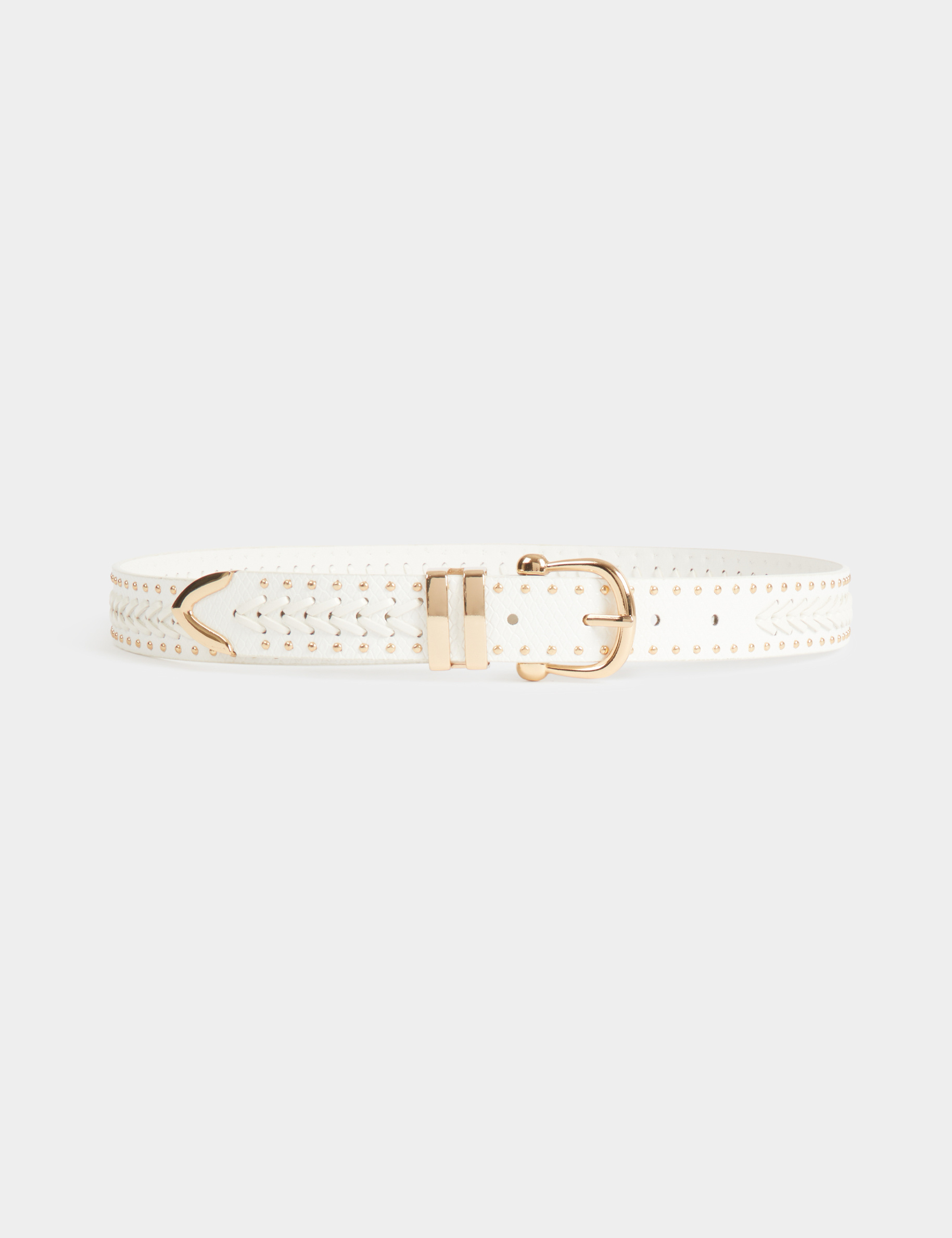 Ceinture croco avec clous blanc femme