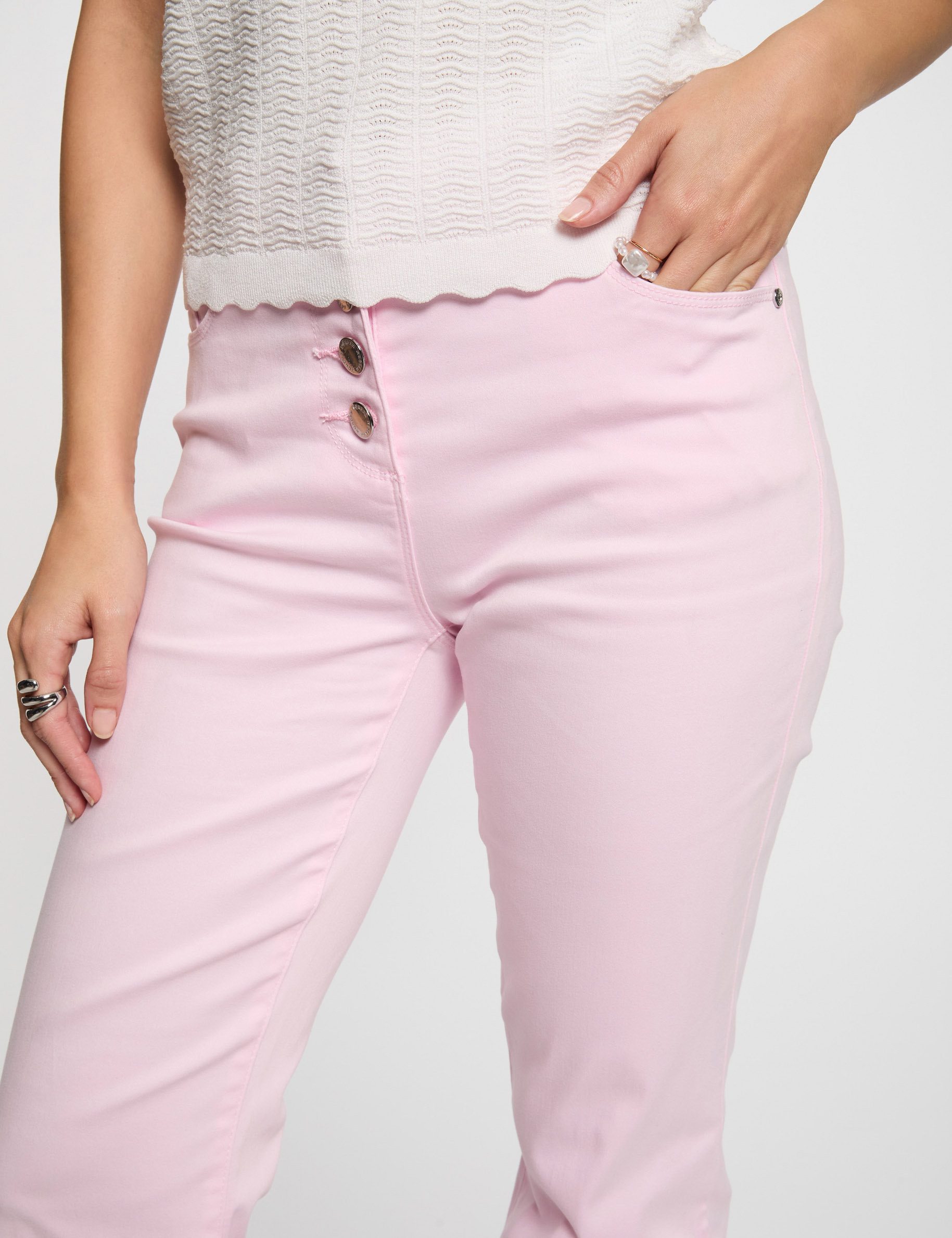 Bootcut-Hose mit Knopfverschluss pastellrosa damen