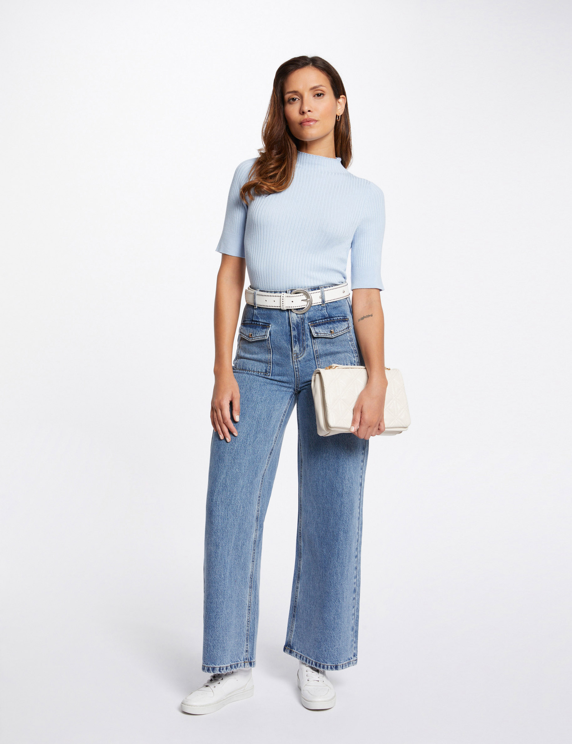 High-Waist Wide-Leg Jeans double stone denim damen