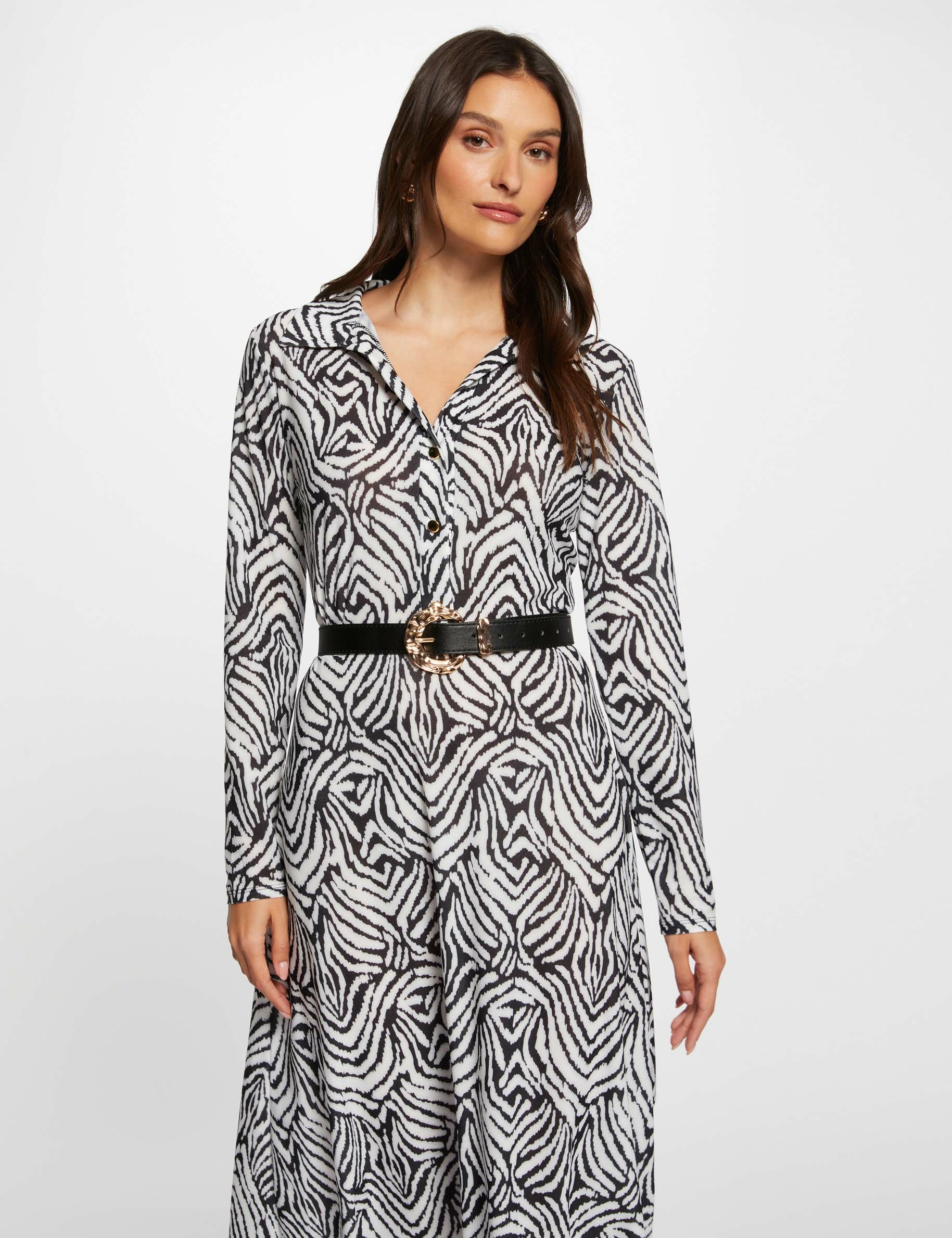 Robe midi droite imprimée multico femme