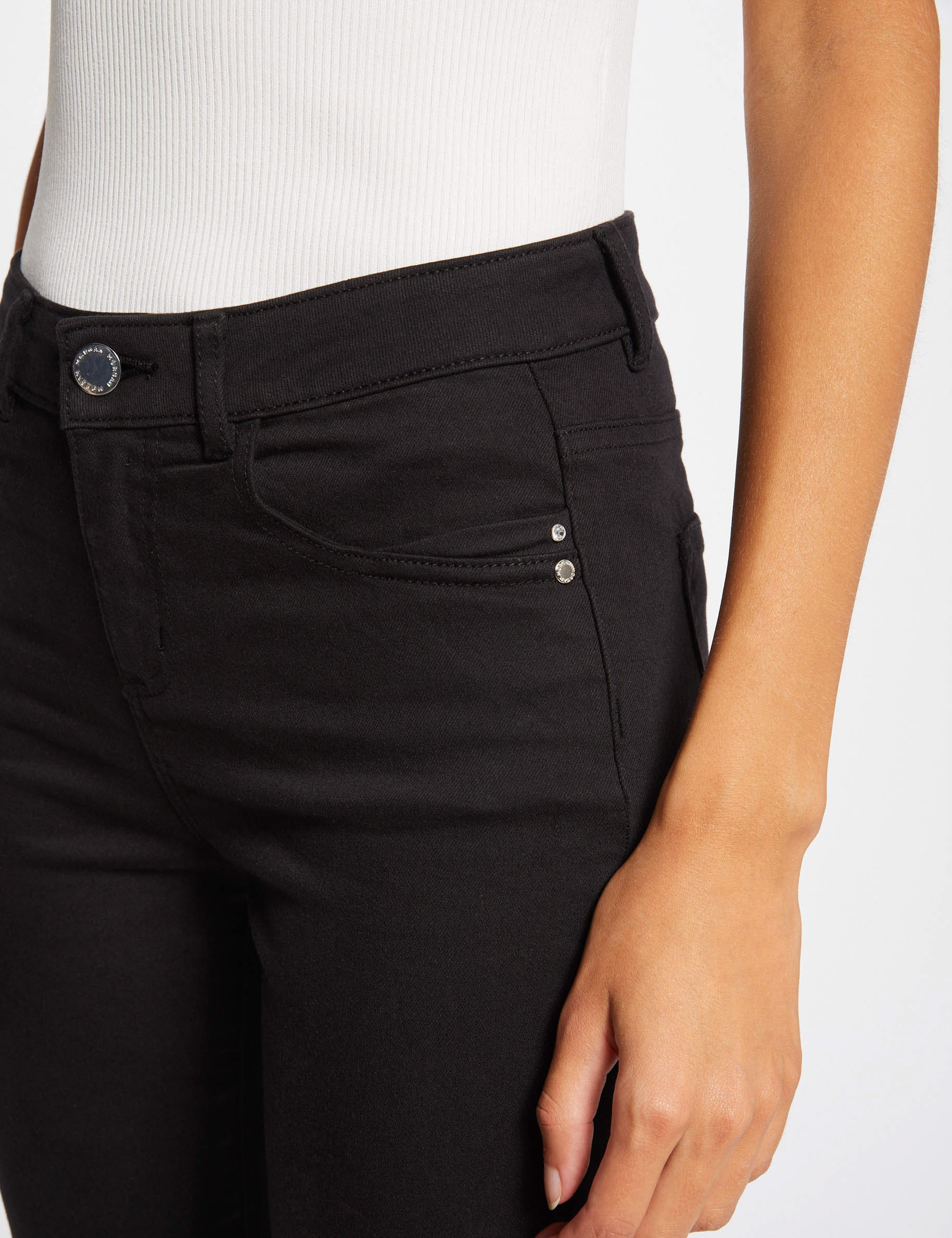 Slim-Hose mit normaler Taille schwarz damen