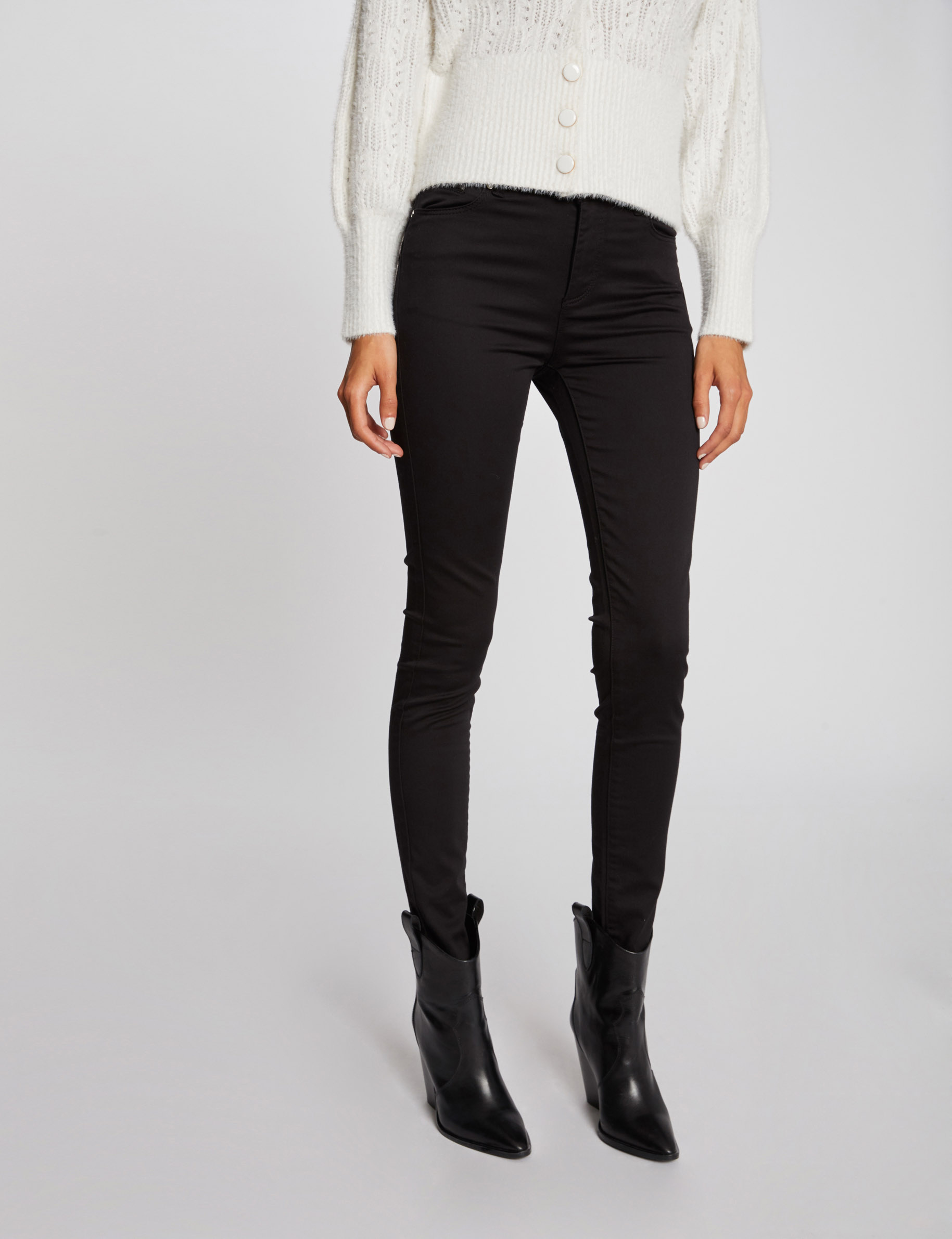 Pantalon slim taille standard noir femme