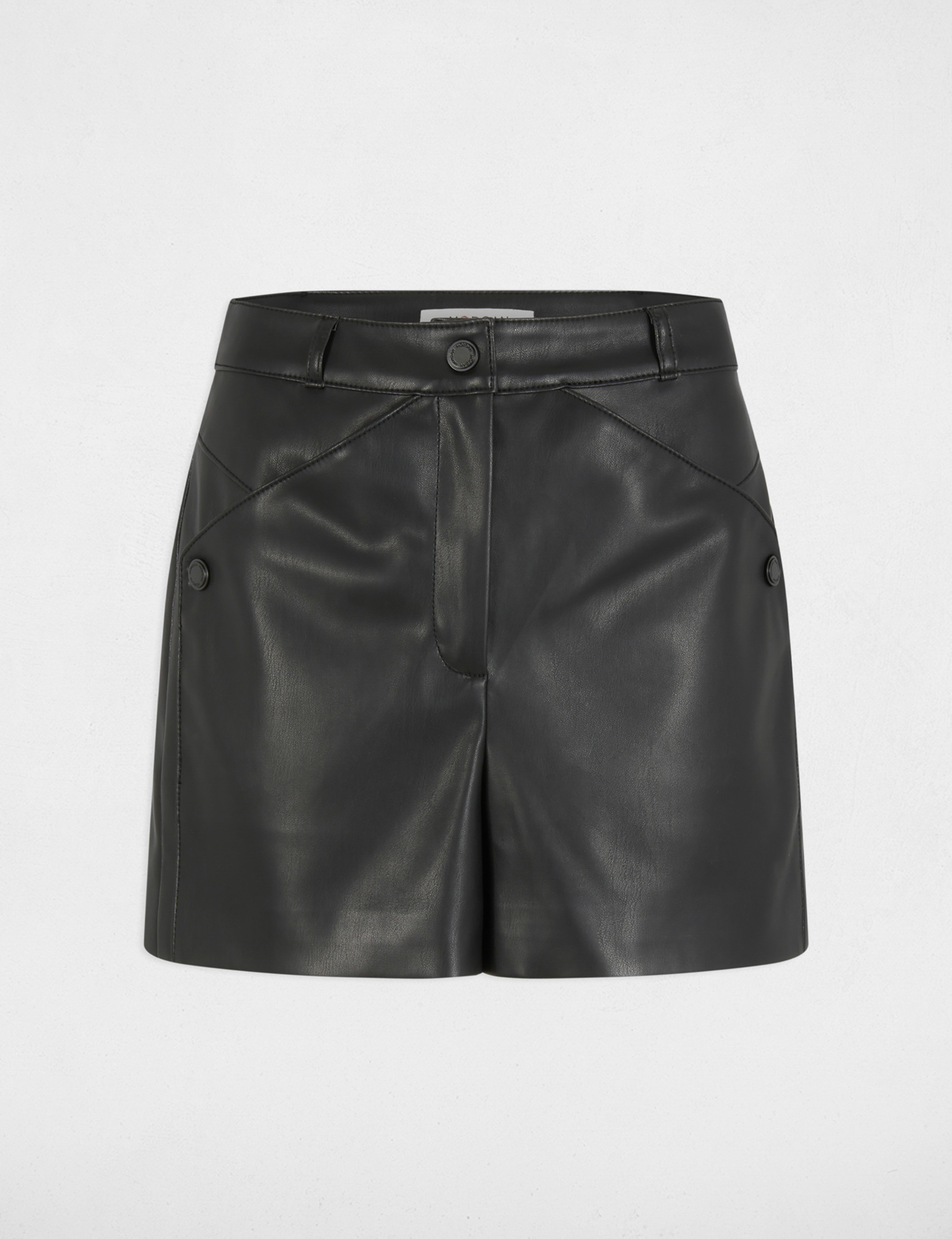 Short simili cuir noir femme