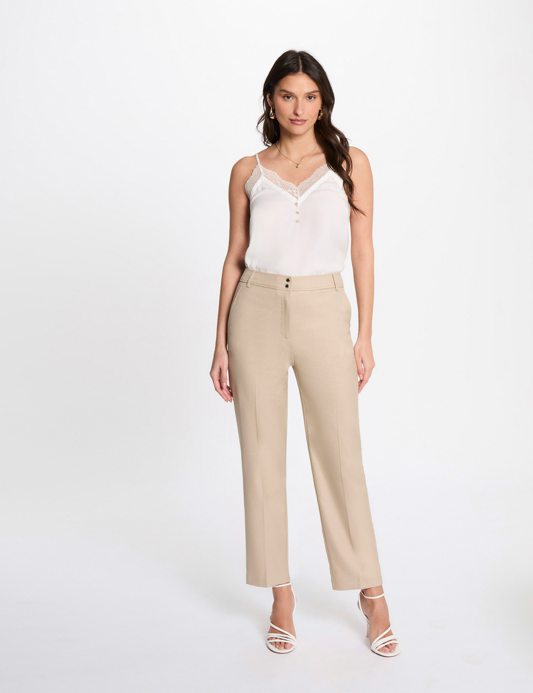 Gerade geschnittene Hose marron clair damen