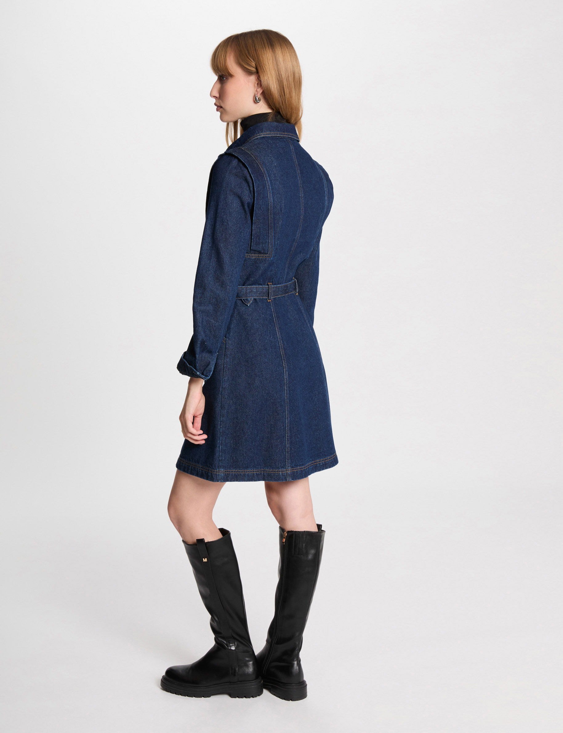 Robe ajustée boutonnée en jean denim brut femme