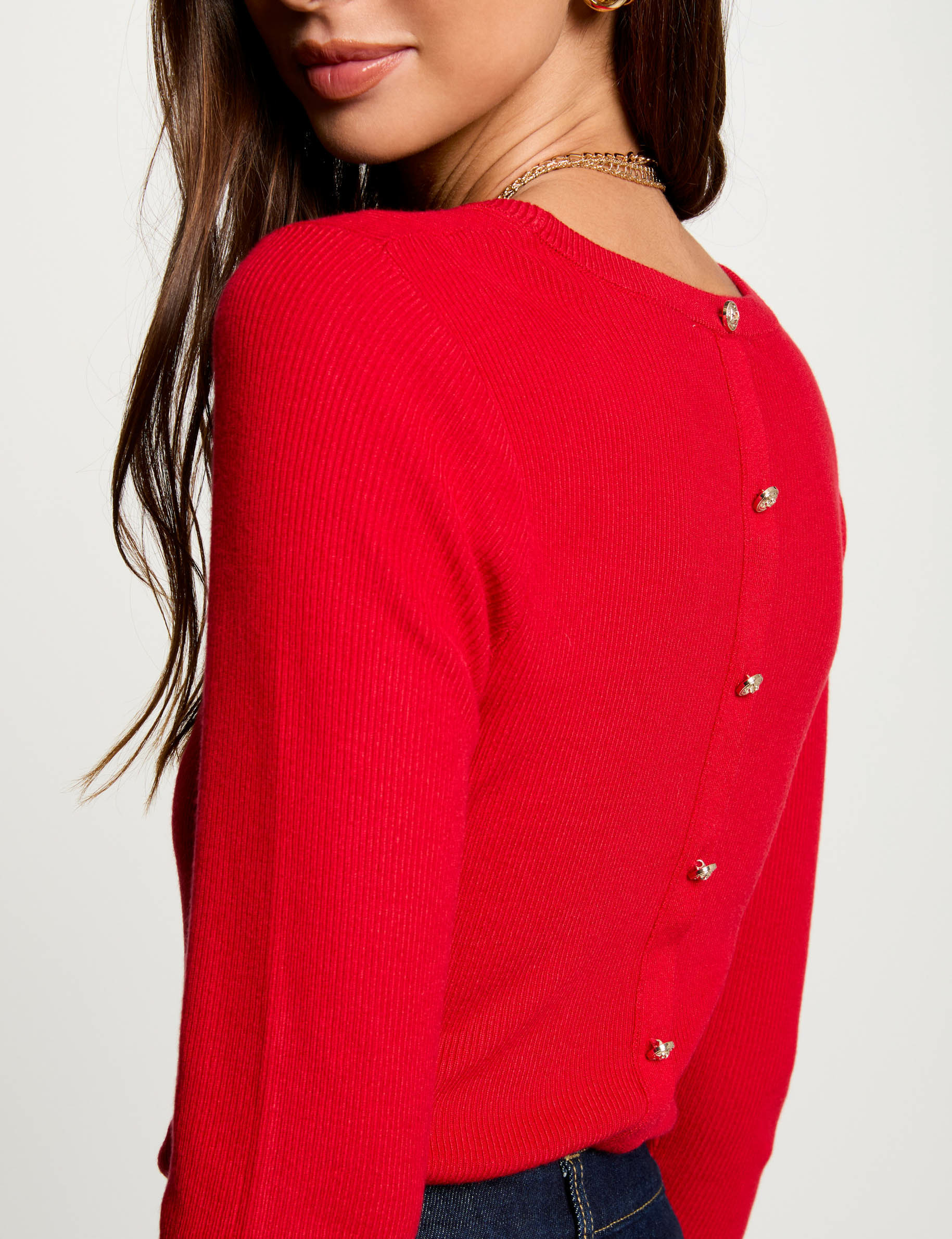 Pullover mit Rundhalsausschnitt rot damen