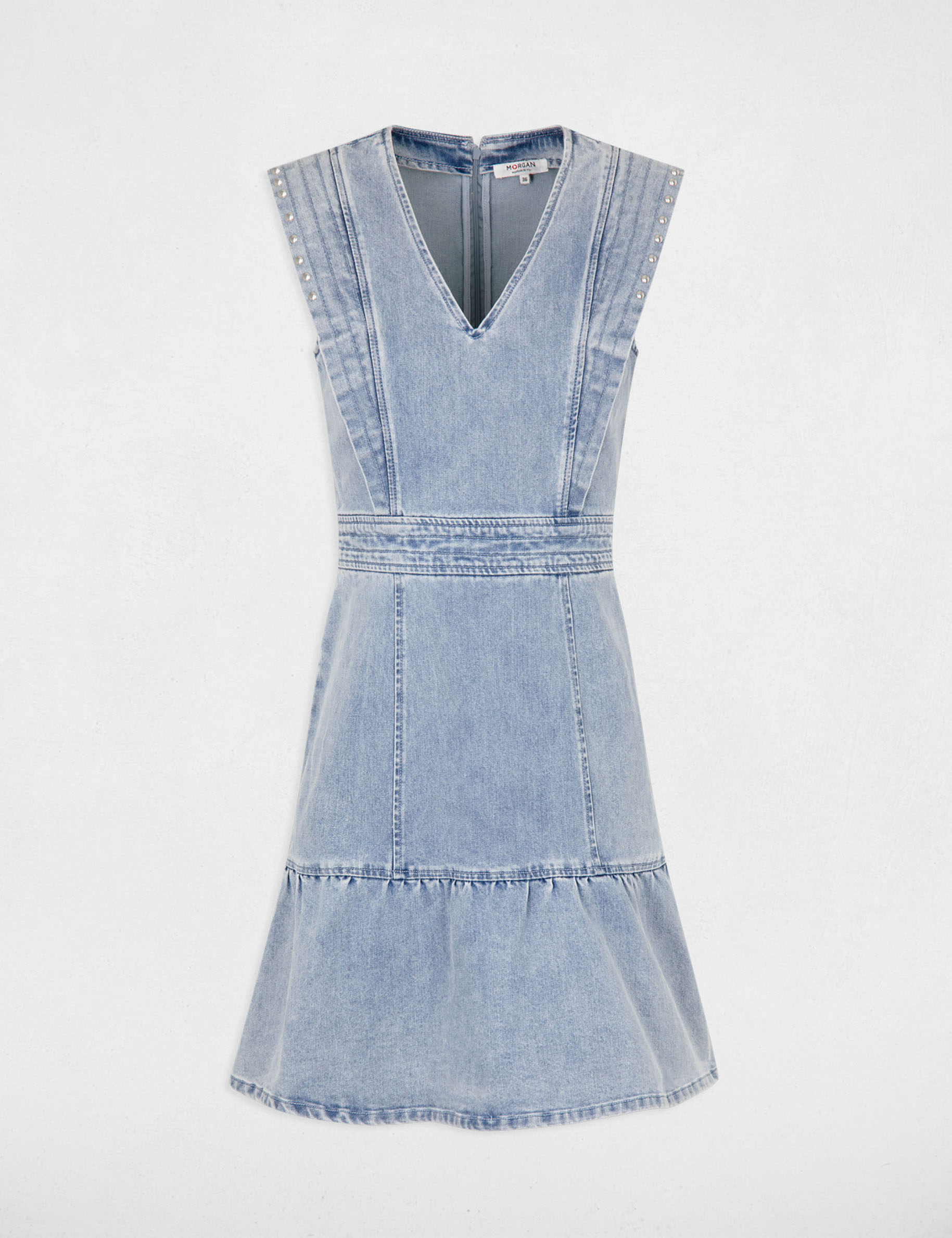 Robe courte patineuse en jean jean bleached femme