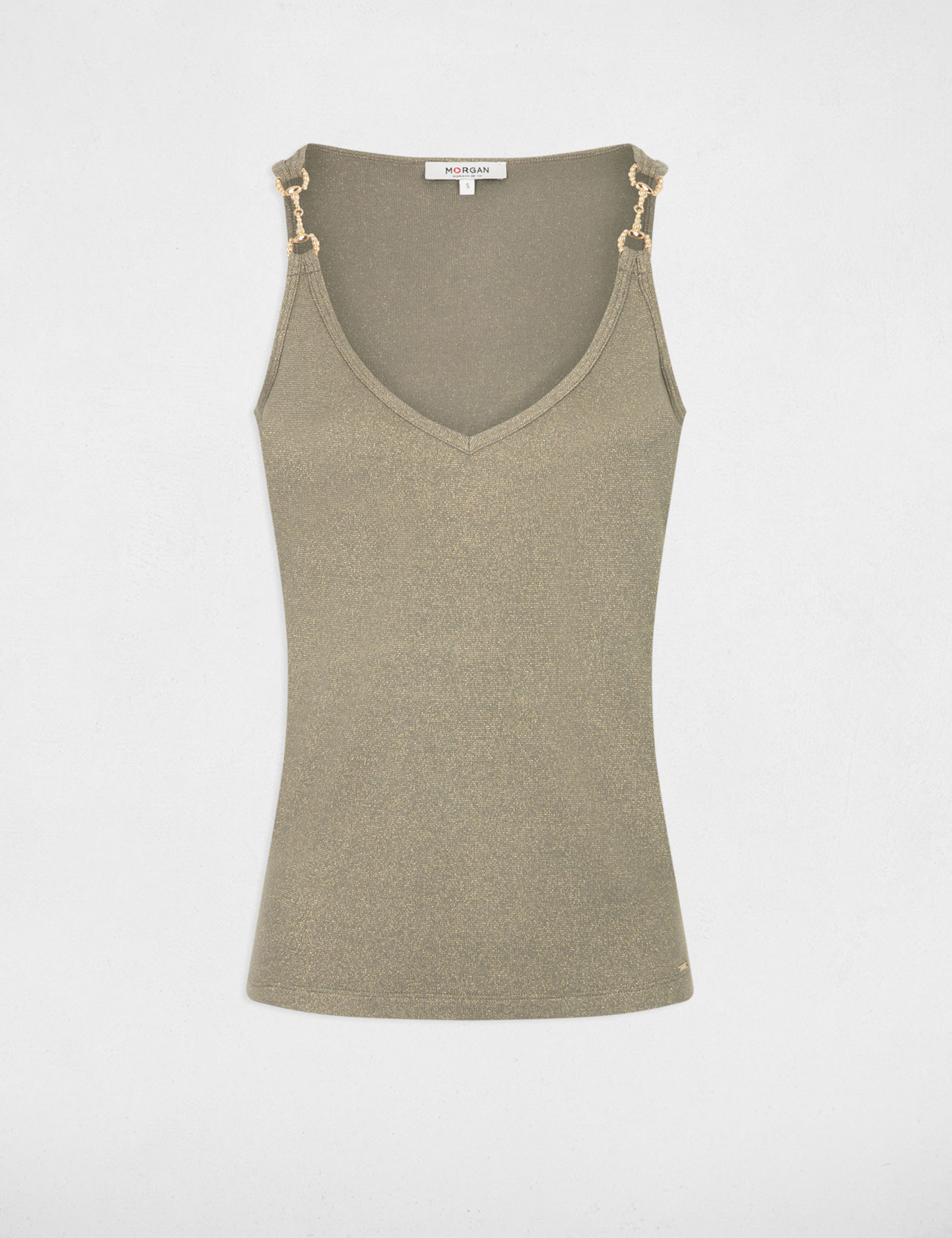 Tanktop mit schmalen Trägern khakigrün damen