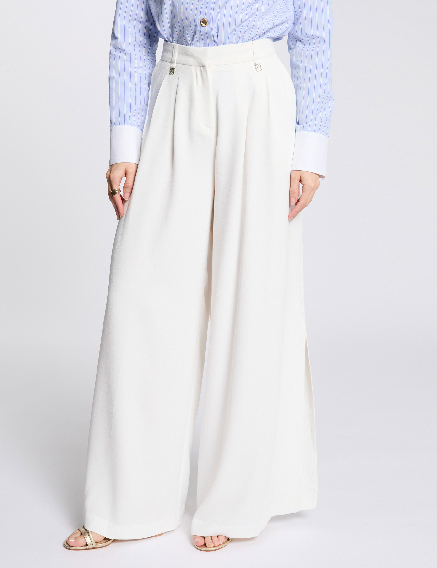 pantalon large fluide blanc femme Pantalon large fluide blanc femme