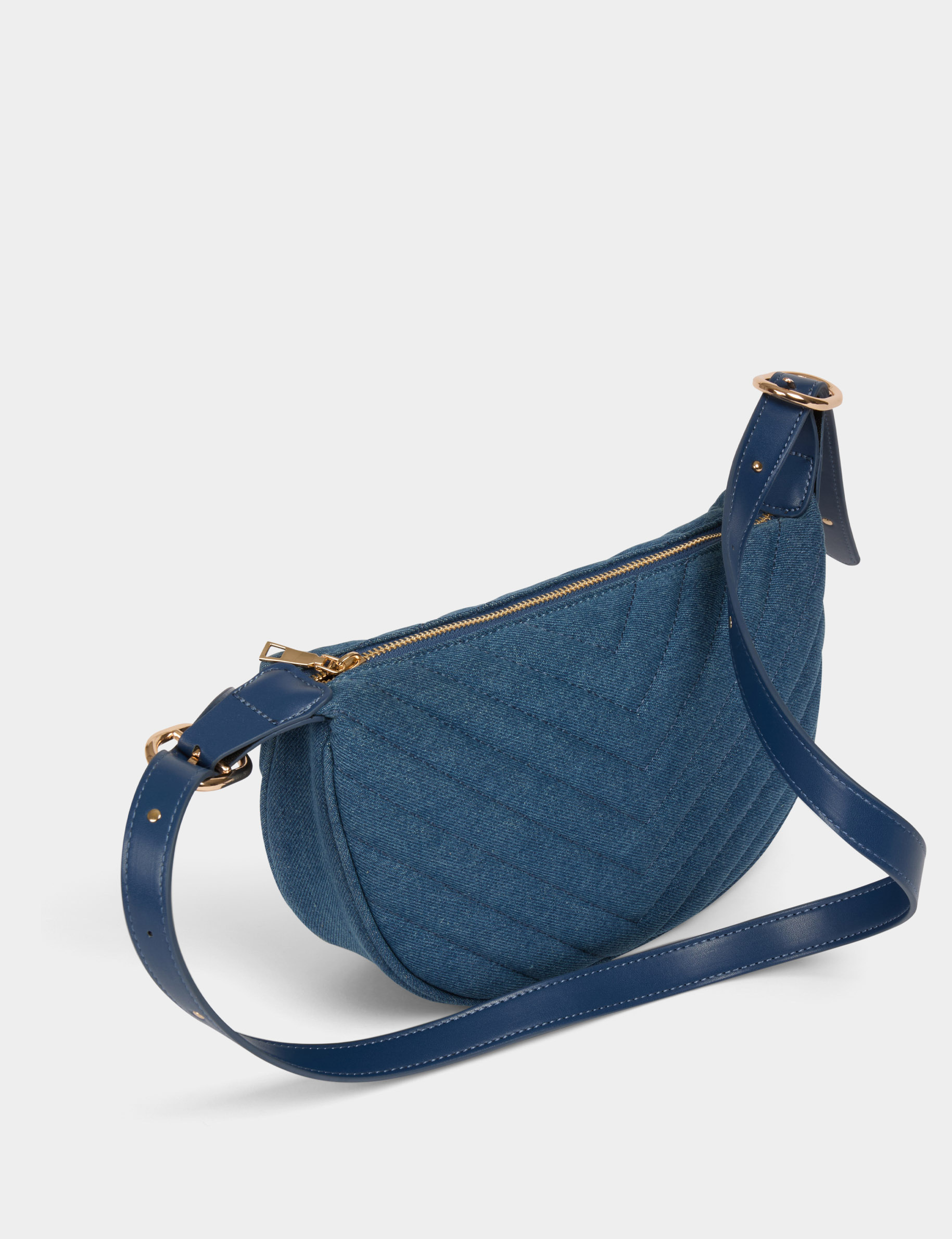 Halbmondförmige gesteppte Tasche stone denim damen