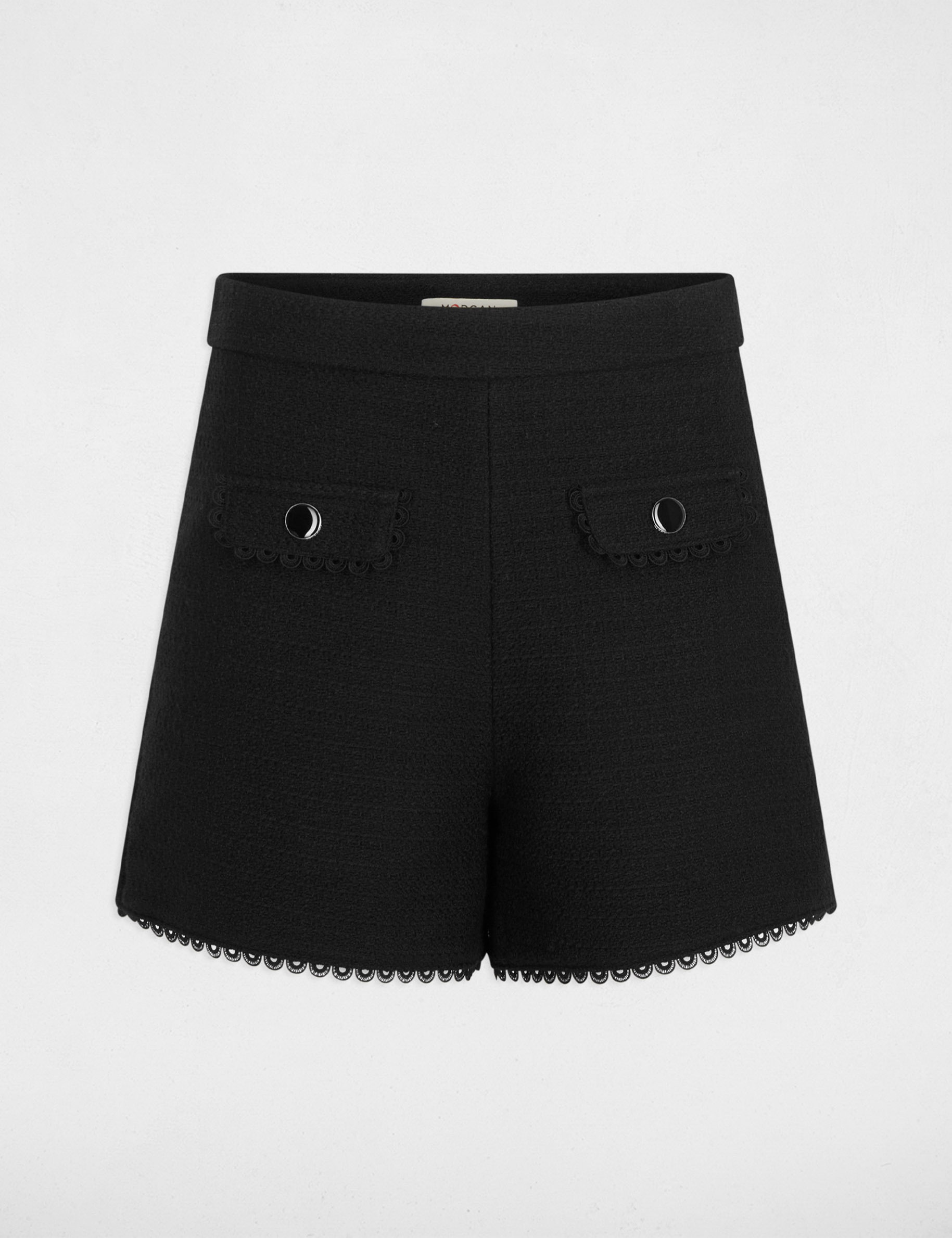 Gerade geschnittener Shorts aus Tweed schwarz damen