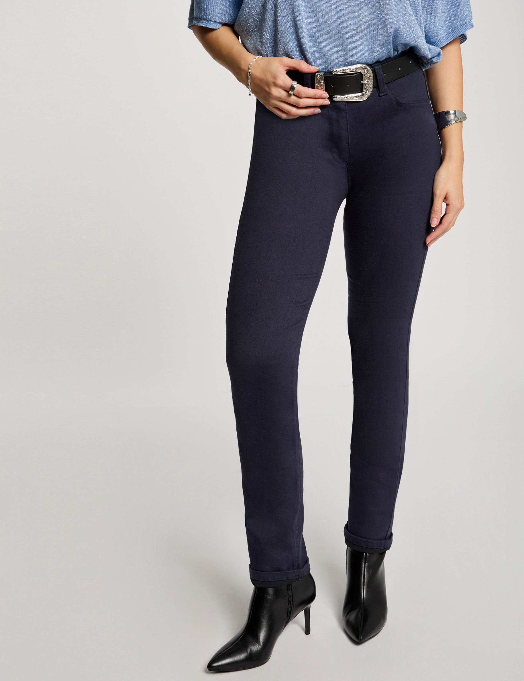 Gerade geschnittene Hose marineblau damen