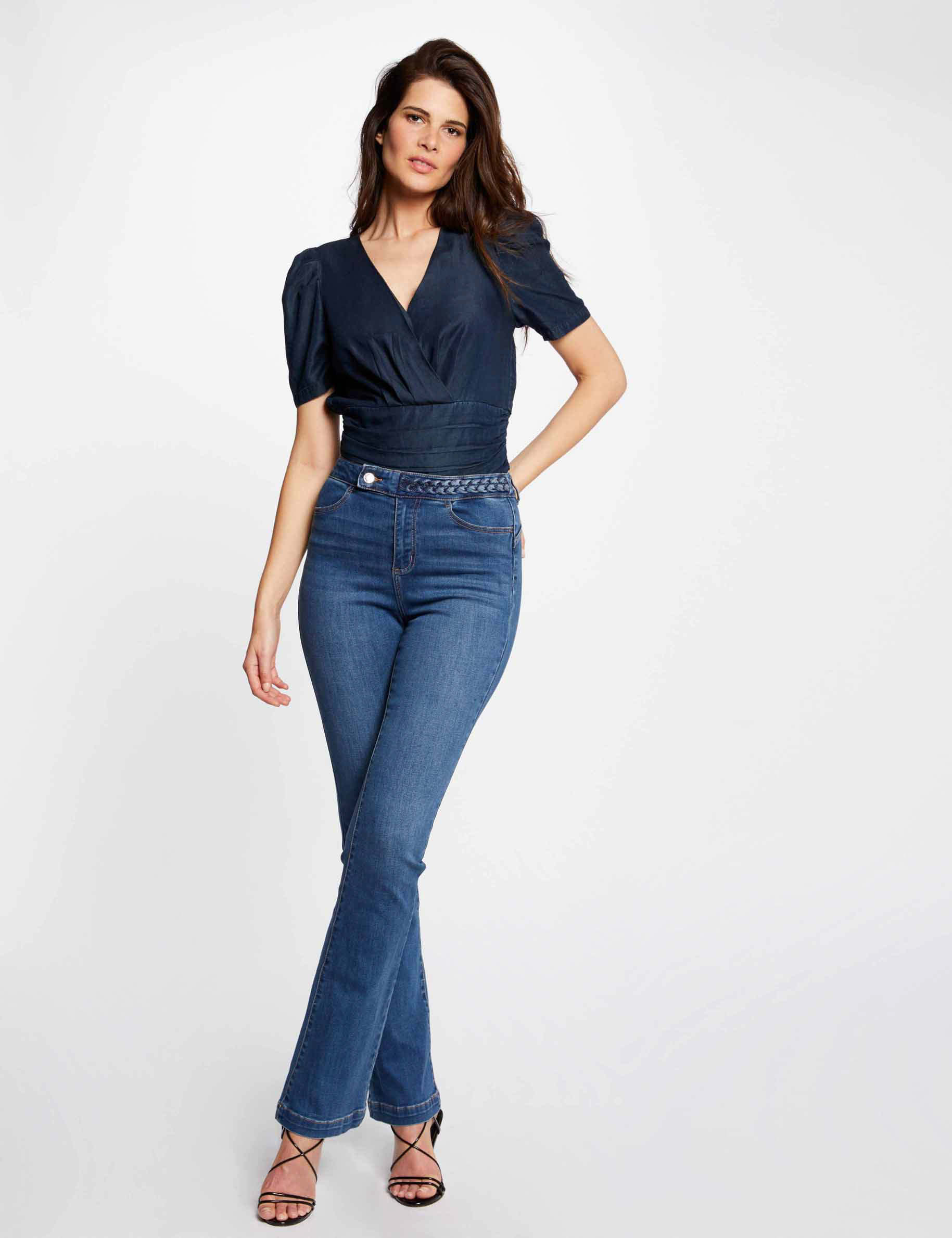 Jeans droit avec détails tressés jean stone femme