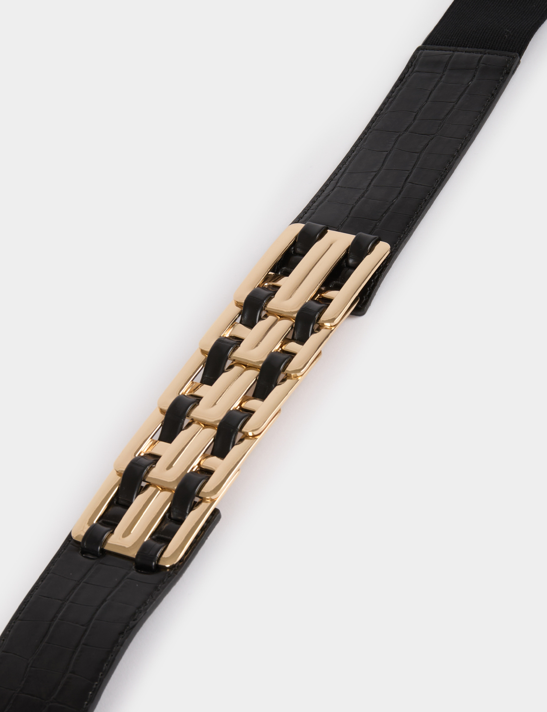 Ceinture élastiquée à boucles noir femme