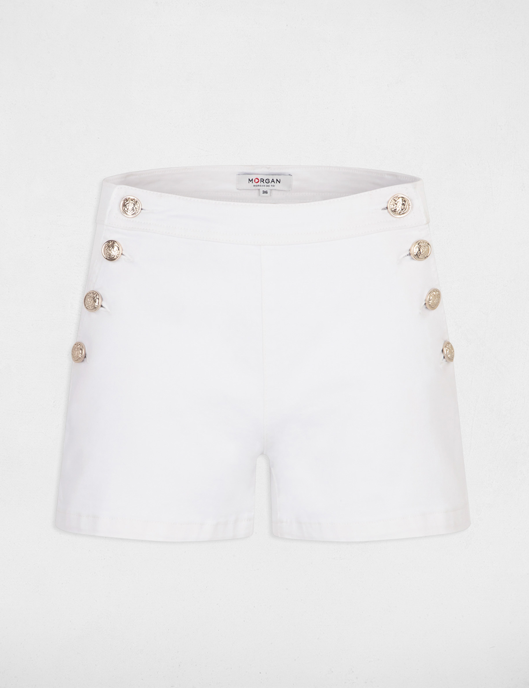 Short ajusté avec boutons ivoire femme