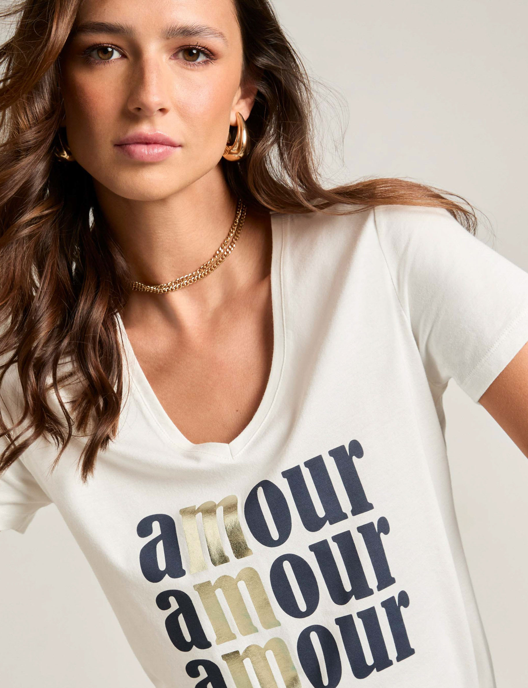 T-Shirt mit Aufschrift weiss damen