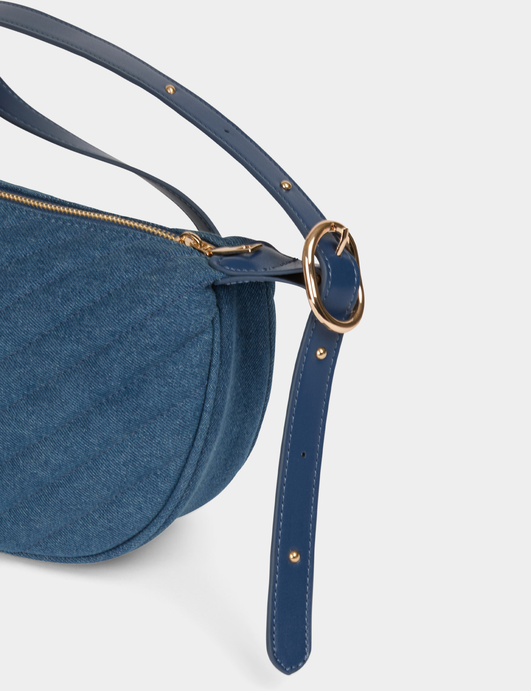 Halbmondförmige gesteppte Tasche stone denim damen