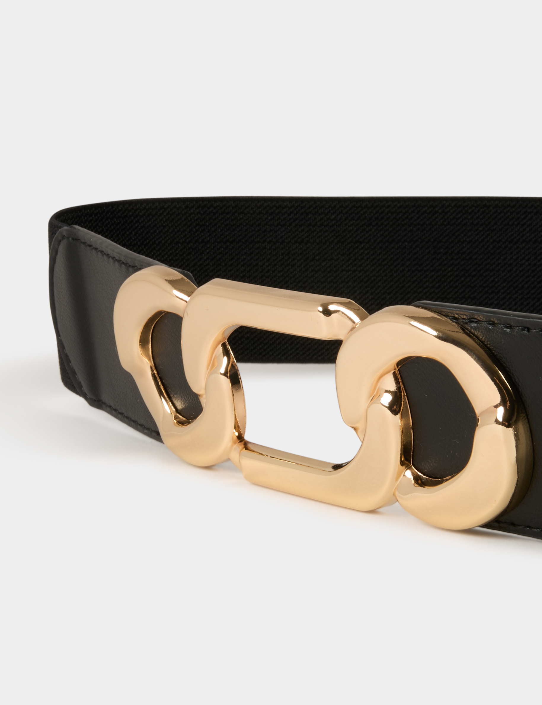 Ceinture élastiquée à boucles noir femme