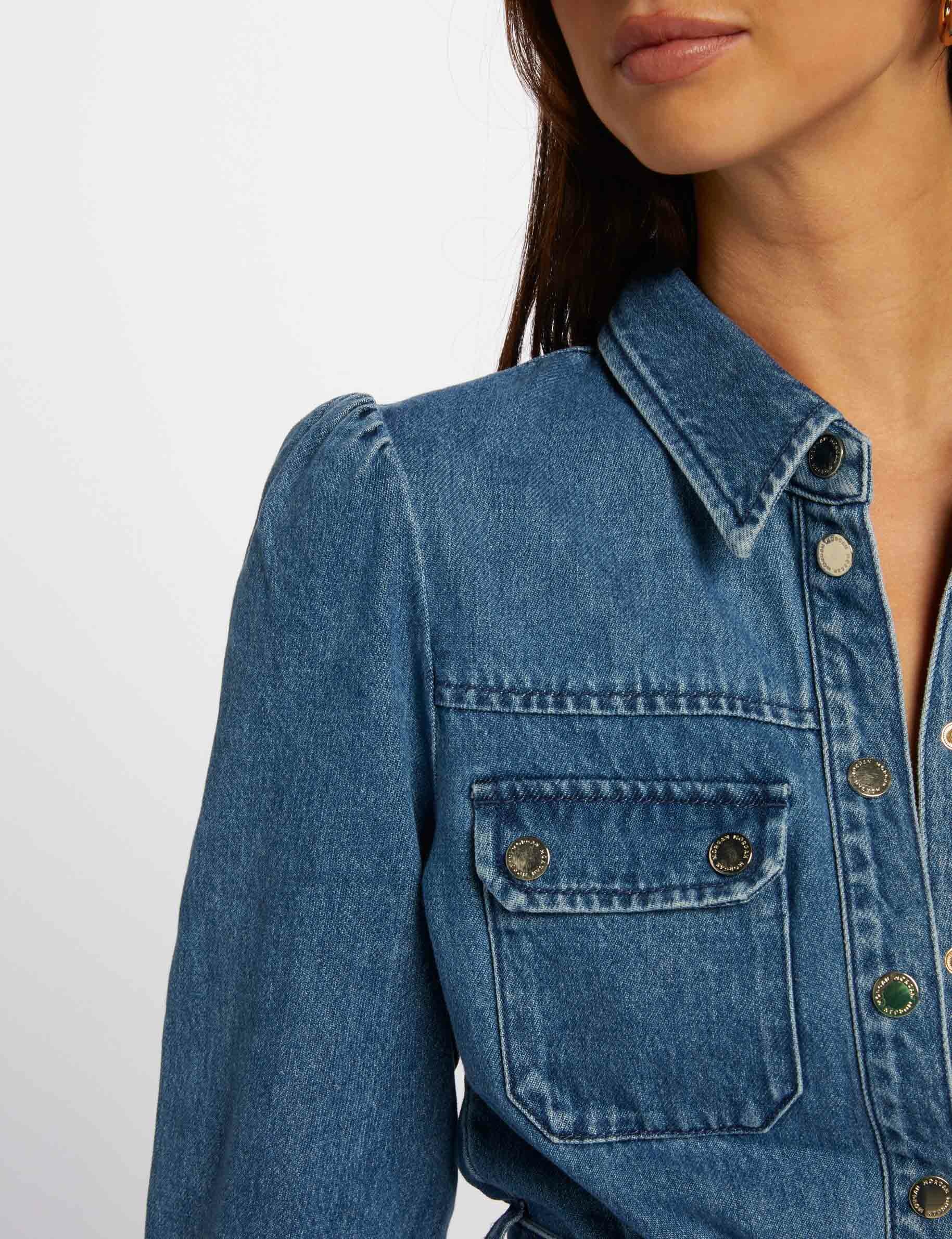 Robe chemise trapèze en jean jean stone femme