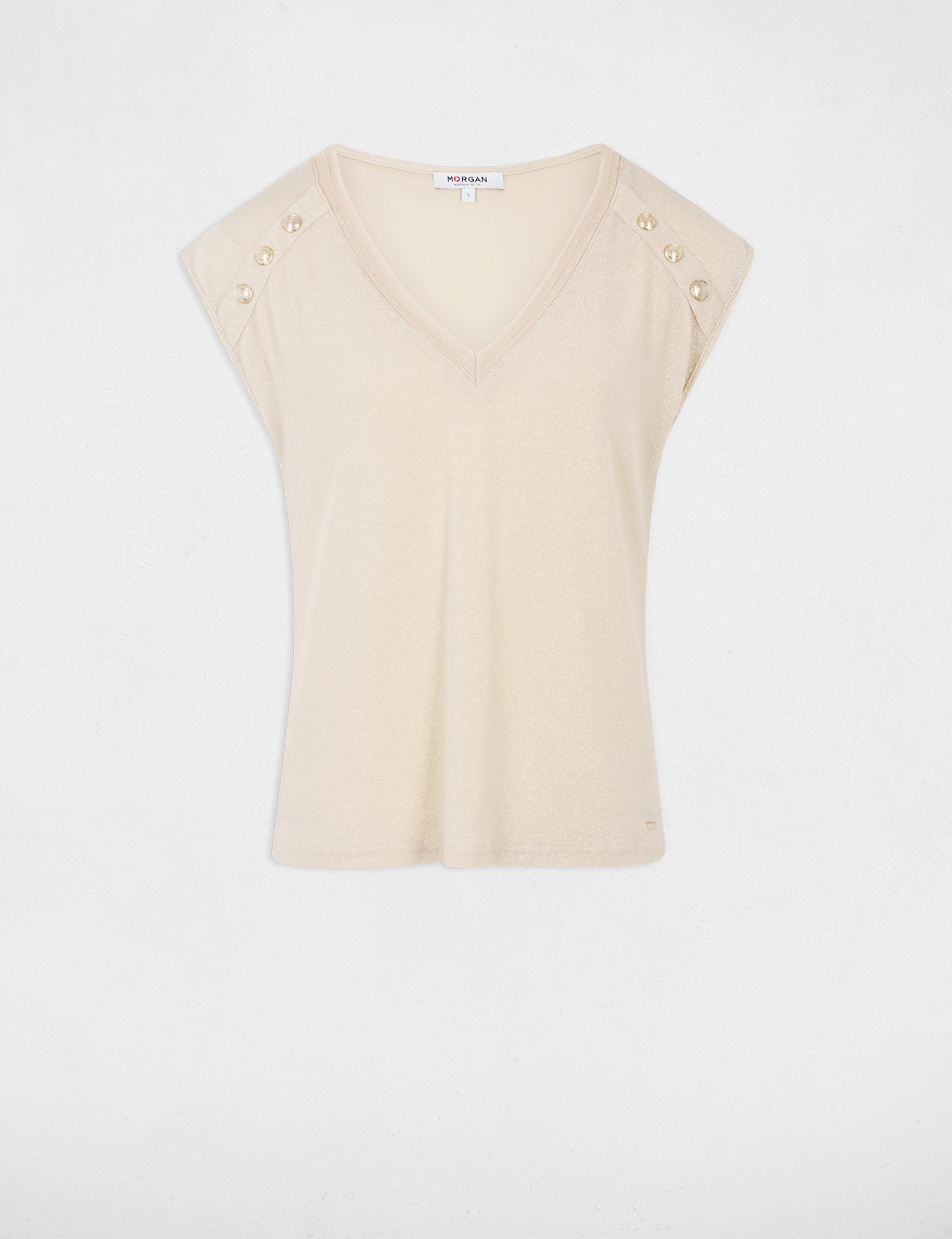 T-shirt manches courtes beige femme