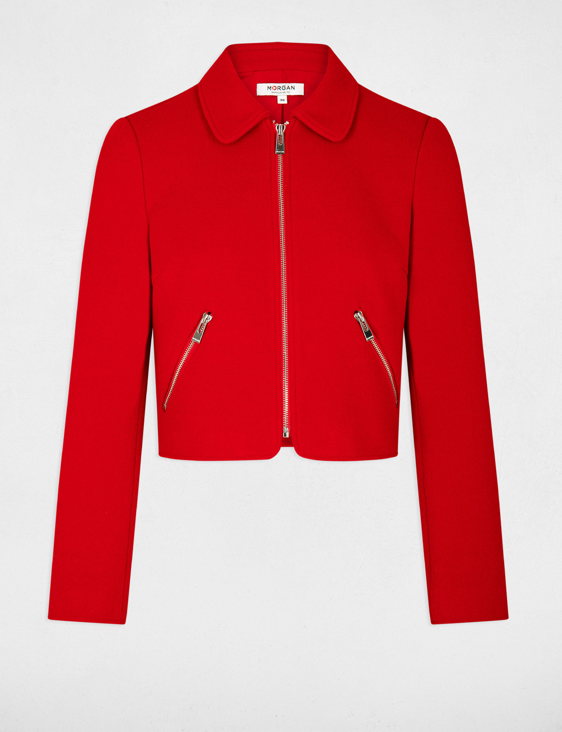 Gerade Jacke mit Reissverschluss rot damen