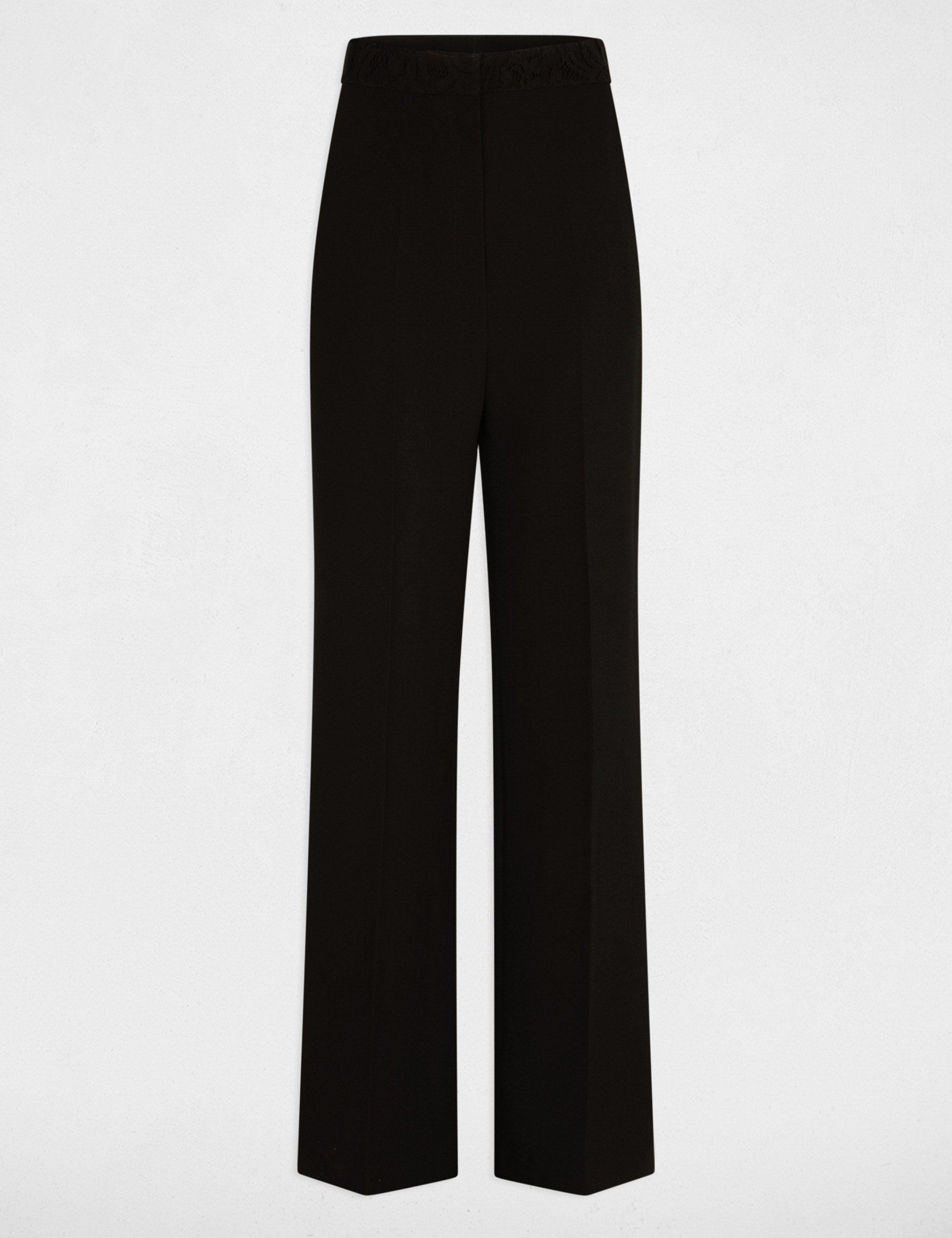 Pantalon flare à pinces noir femme