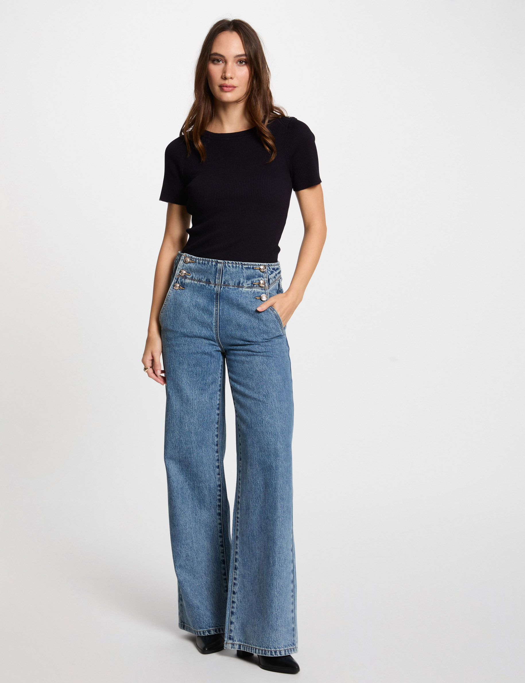 Bootcut-Jeans mit hoher Taille double stone denim damen